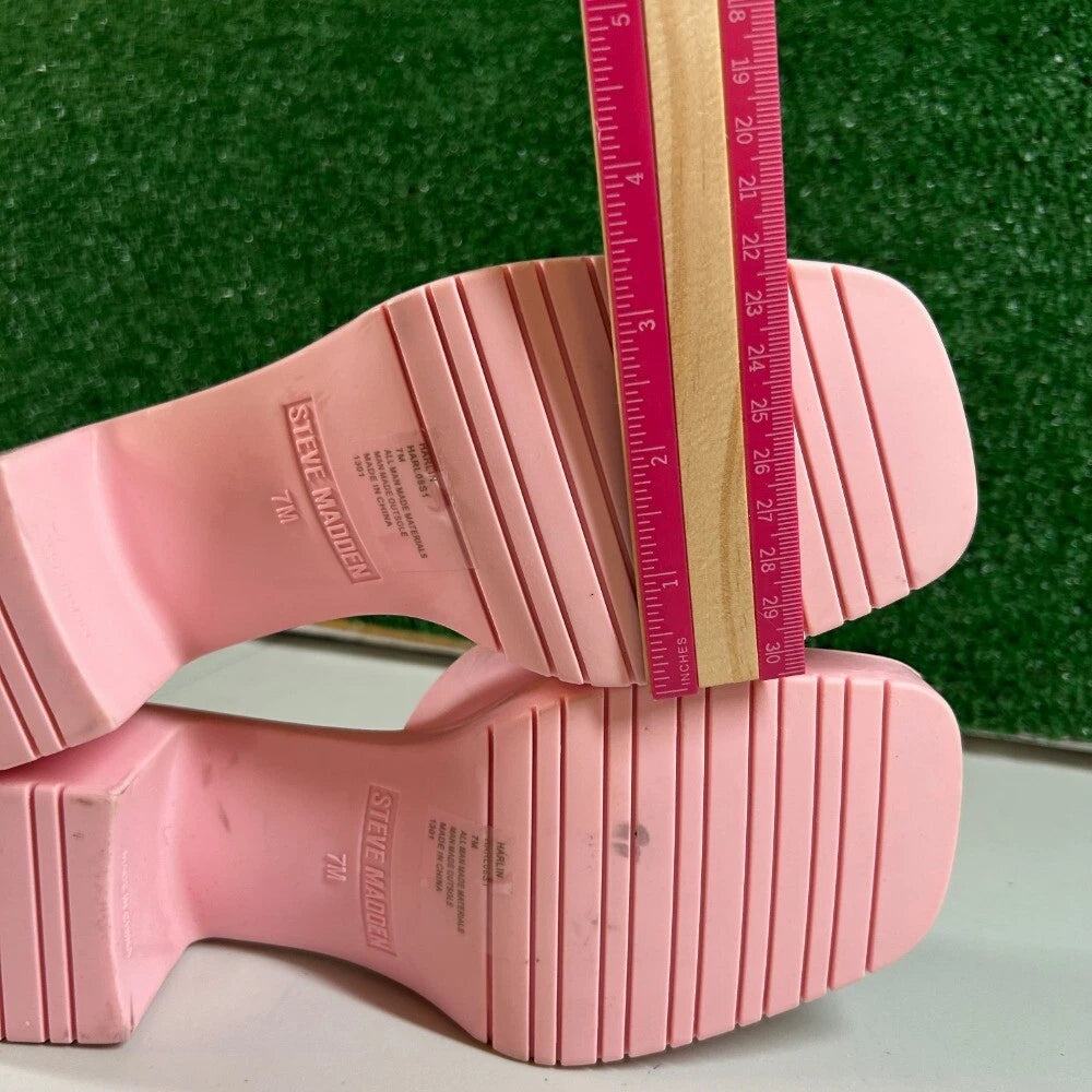 Steve Madden Harlin Platform Slide Sandals Block Heel Pink Y2K Style Womens 7 M