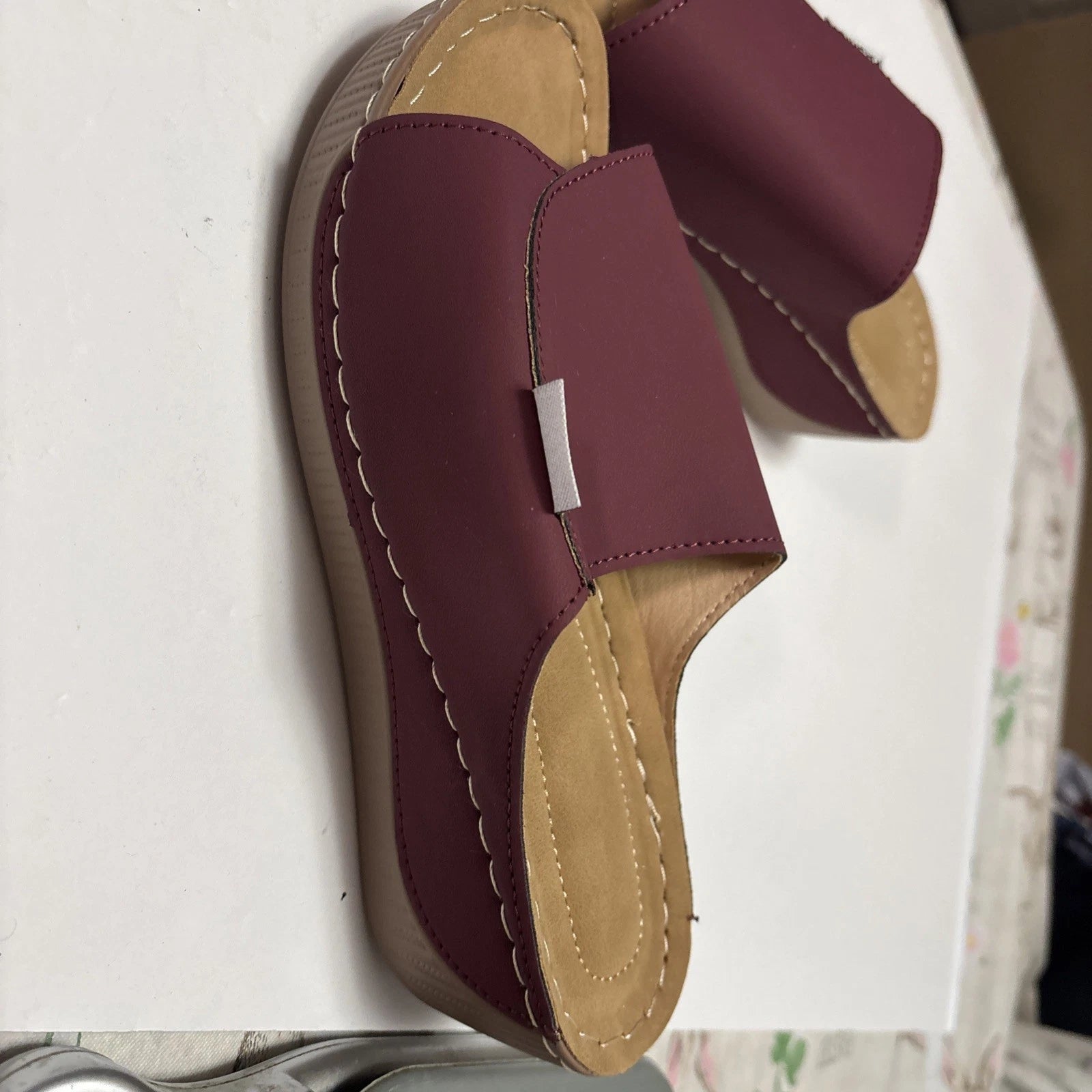 Fashion  Slip On Slide On Sandals Brown Size 40