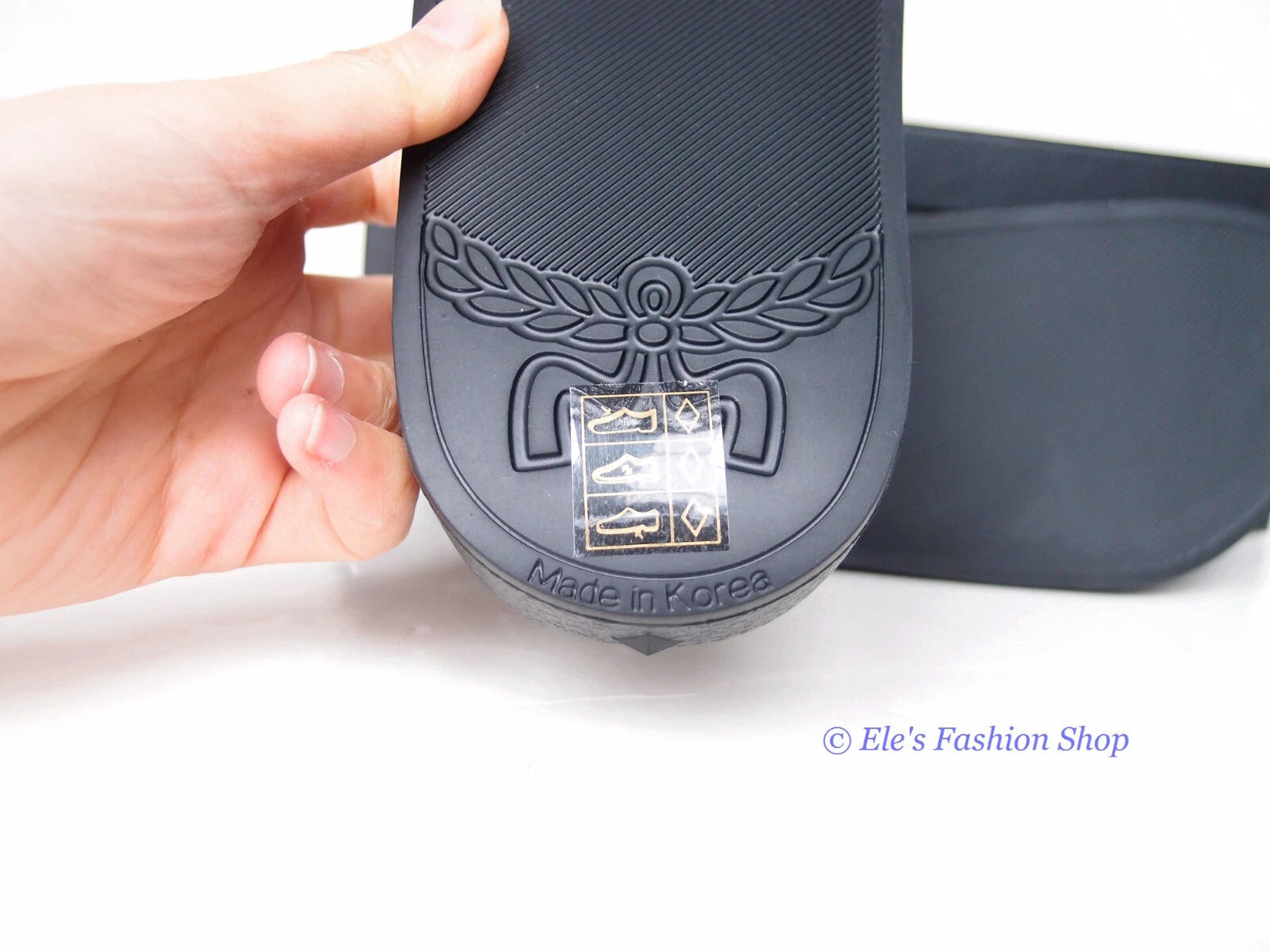 New in Box MCM Logo Slide Black Sandals EU 37 US 6.5 7 AUTHENTIC