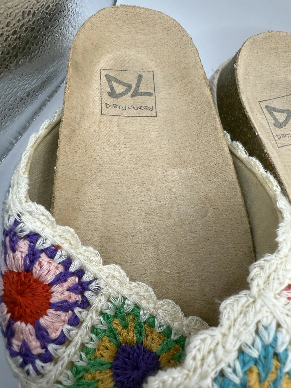 DIRTY LAUNDRY Crochet Knit Sandal Criss Cross Slide Platform Espadrille Women 10