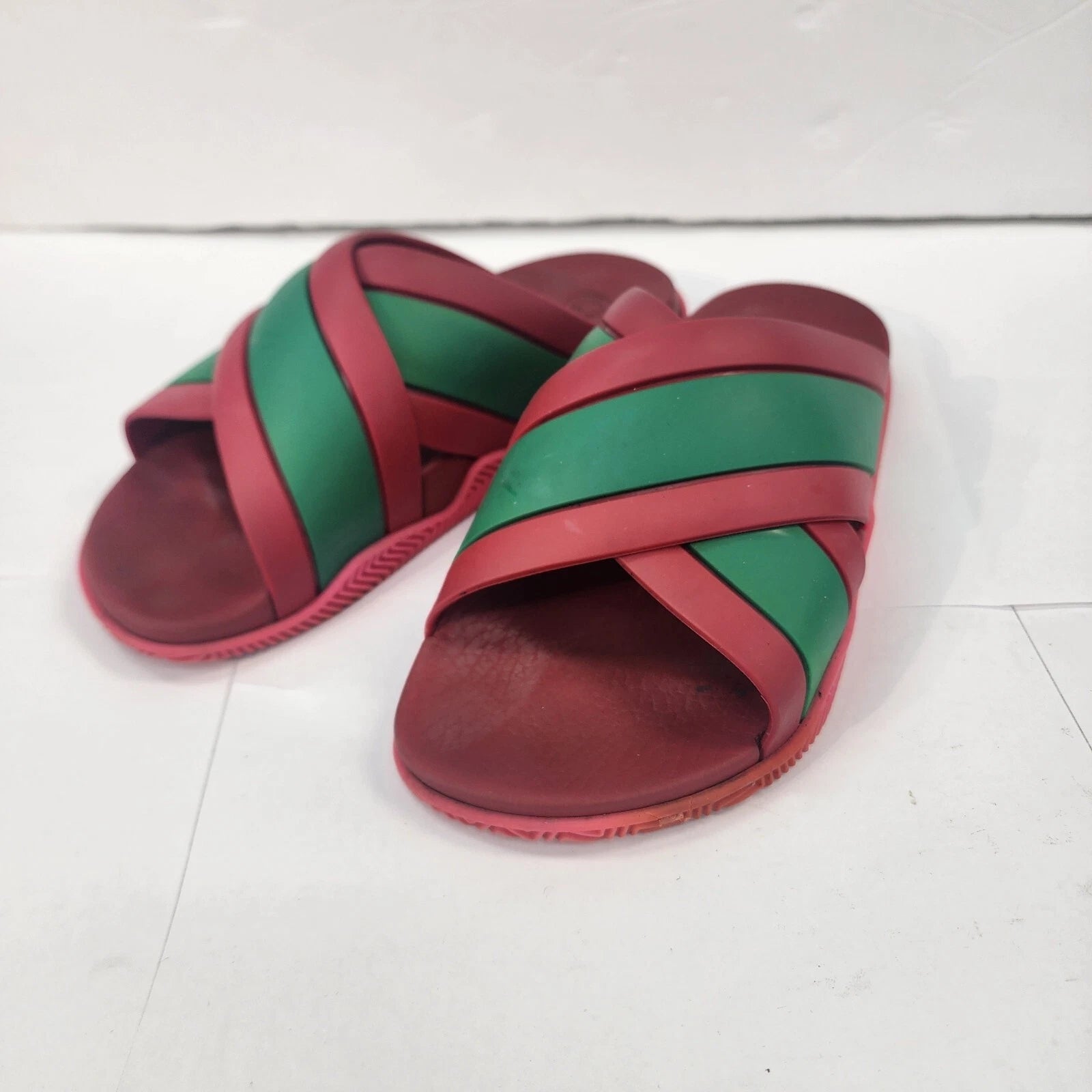 Gucci Womens Rubber Web Striped Sandals Slides size 36 #Q#