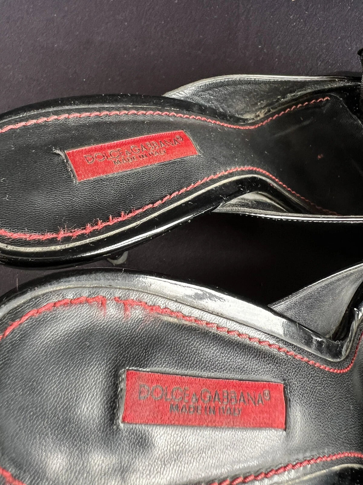 Dolce & Gabbana Women's Heeled Slides Sandals Black Patent Leather Size 38,5