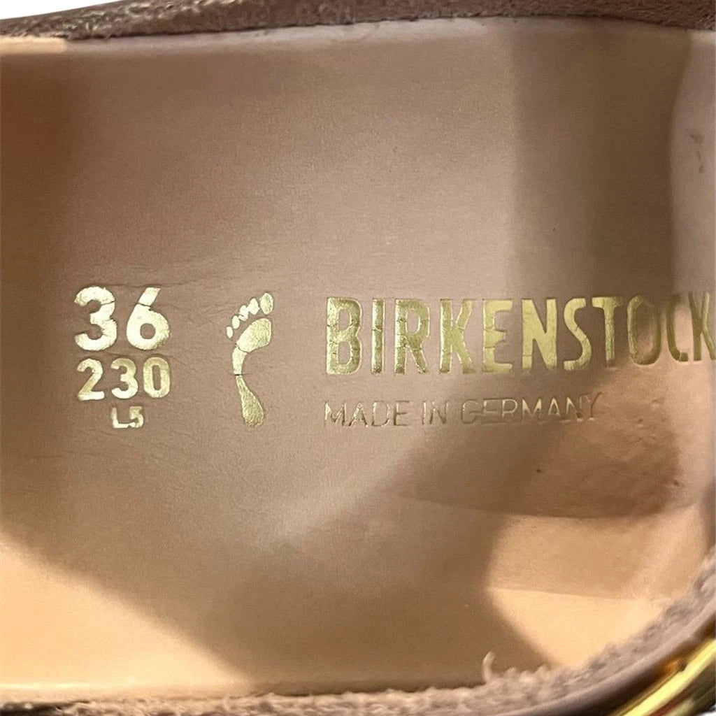 Birkenstock Arizona Big Buckle Patent Leather Narrow Sandals High Shine Beige 5