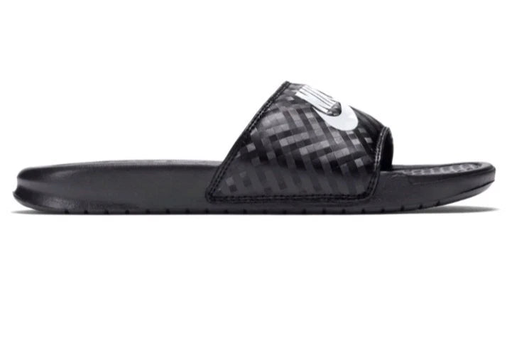 Nike Benassi Jdi Black White 343881-011 Women's # 7 Slide Sandals Gloss Fashion