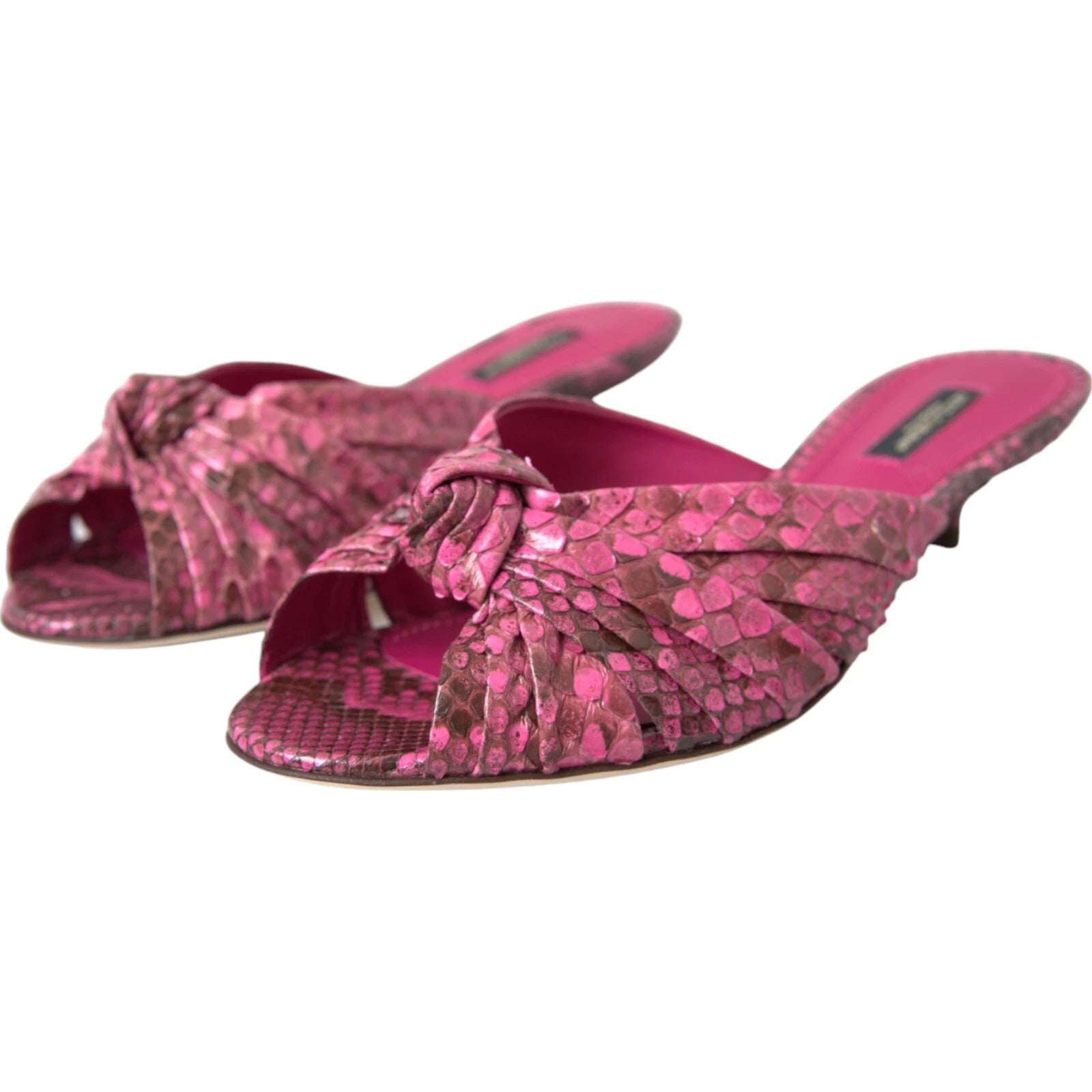 DOLCE & GABBANA Shoes Pink Python Leather Kitten Heels Slides EU36.5/US6 1200usd