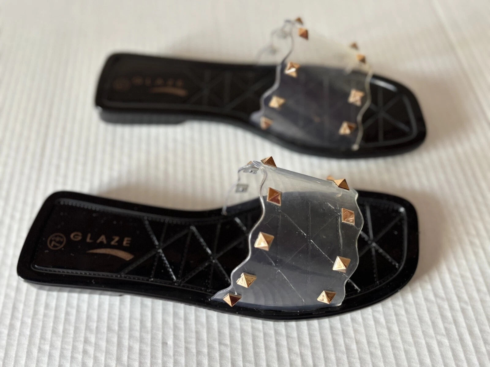 GLAZE women's synthetic fashion sandals, black, Size 7  1/2, New