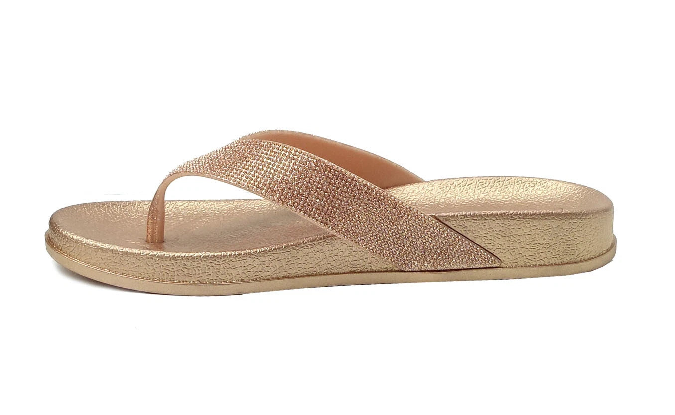 NEW Women's Fashion Glitter Thong Flip Flop Rhinestone Sandals Soft Rubber Sole