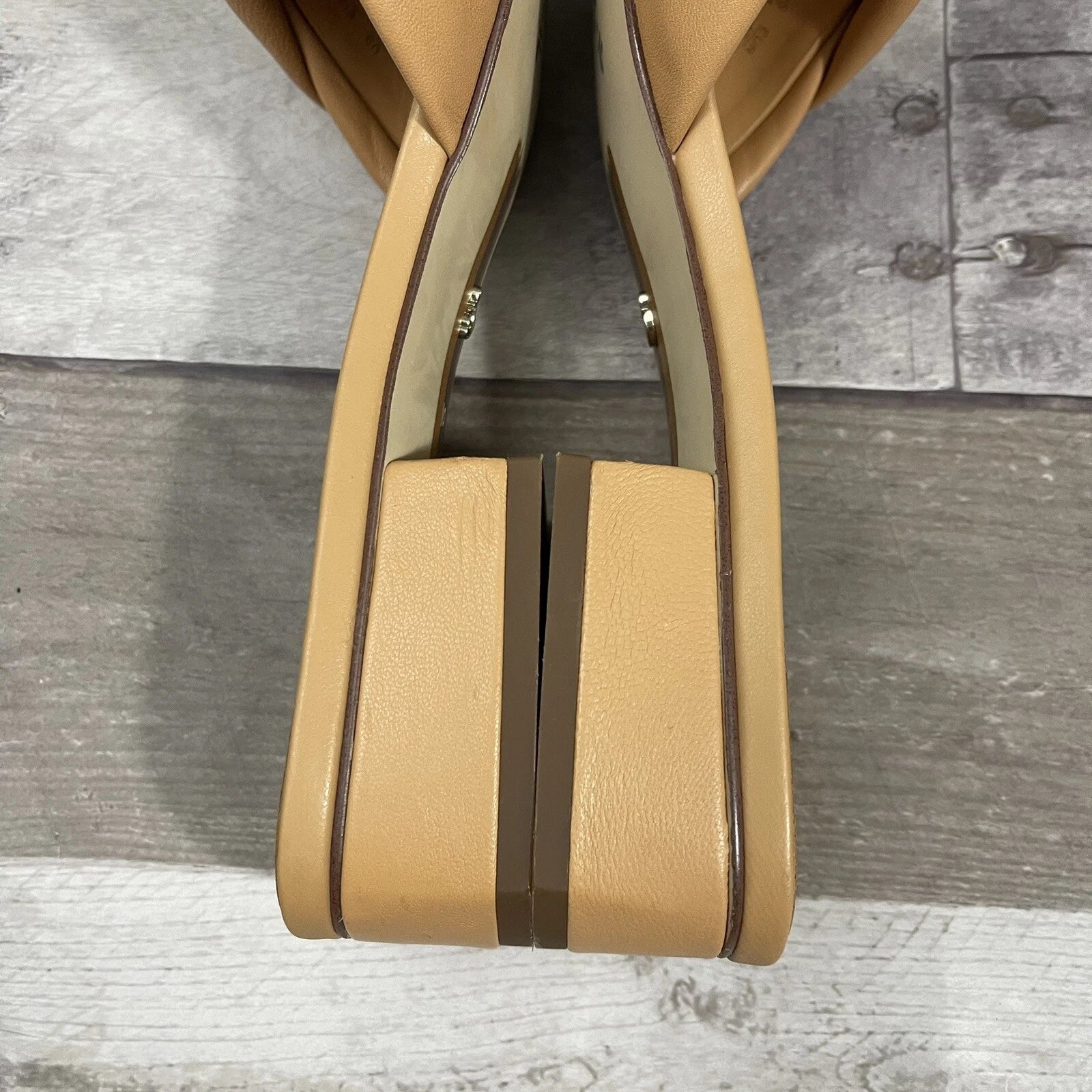 Sam Edelman Dawson Square Toe Quilted Leather Slide Sandals Size 10 Beige