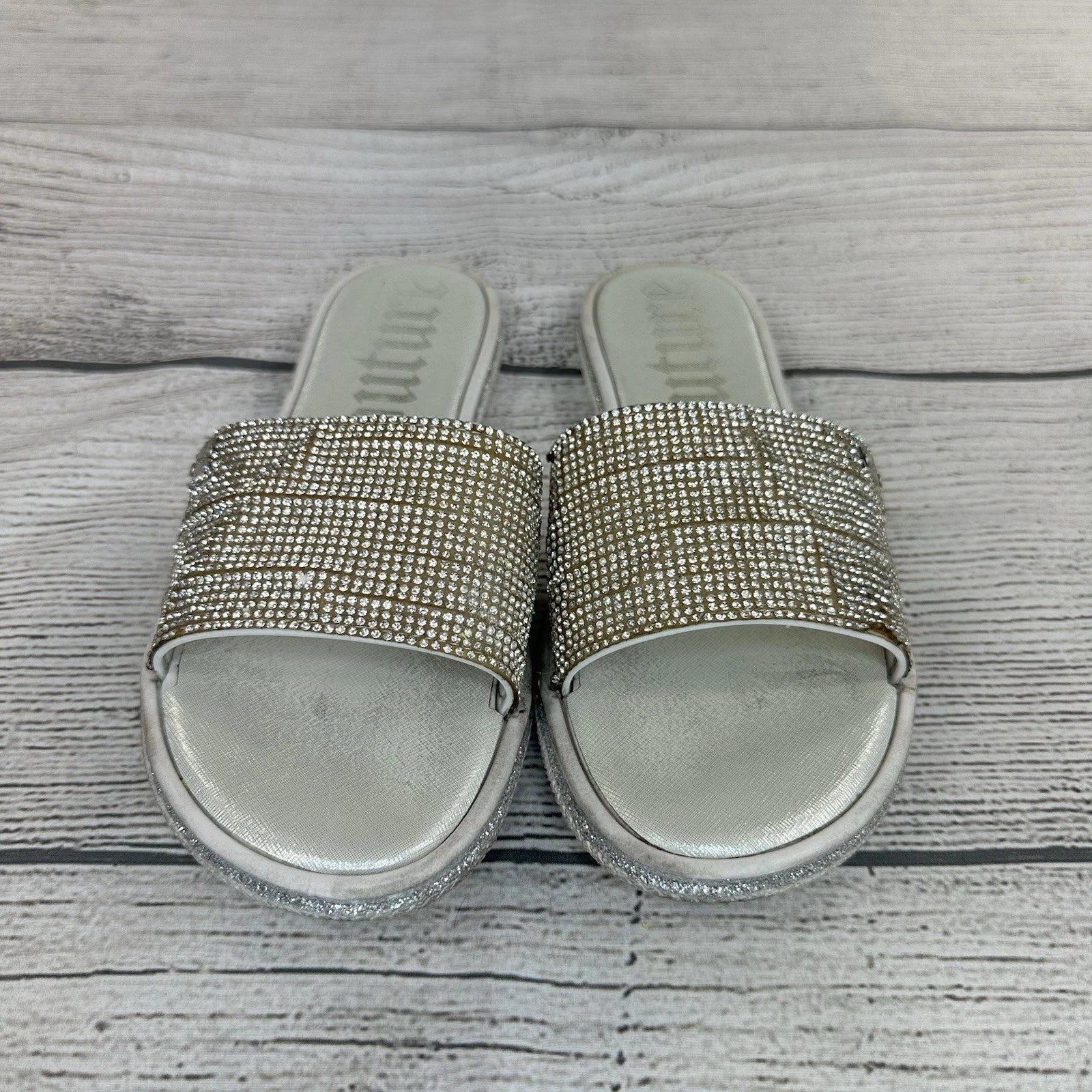 Juicy Couture Slides Women Size 9 Slip On Sandals Jeweled / Rhinestones