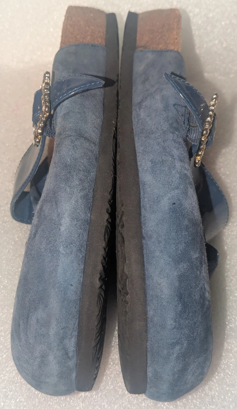 euroWellness Blue Suede  Slide Fashion Sandals Women's Shoes 9 US / 40 EU