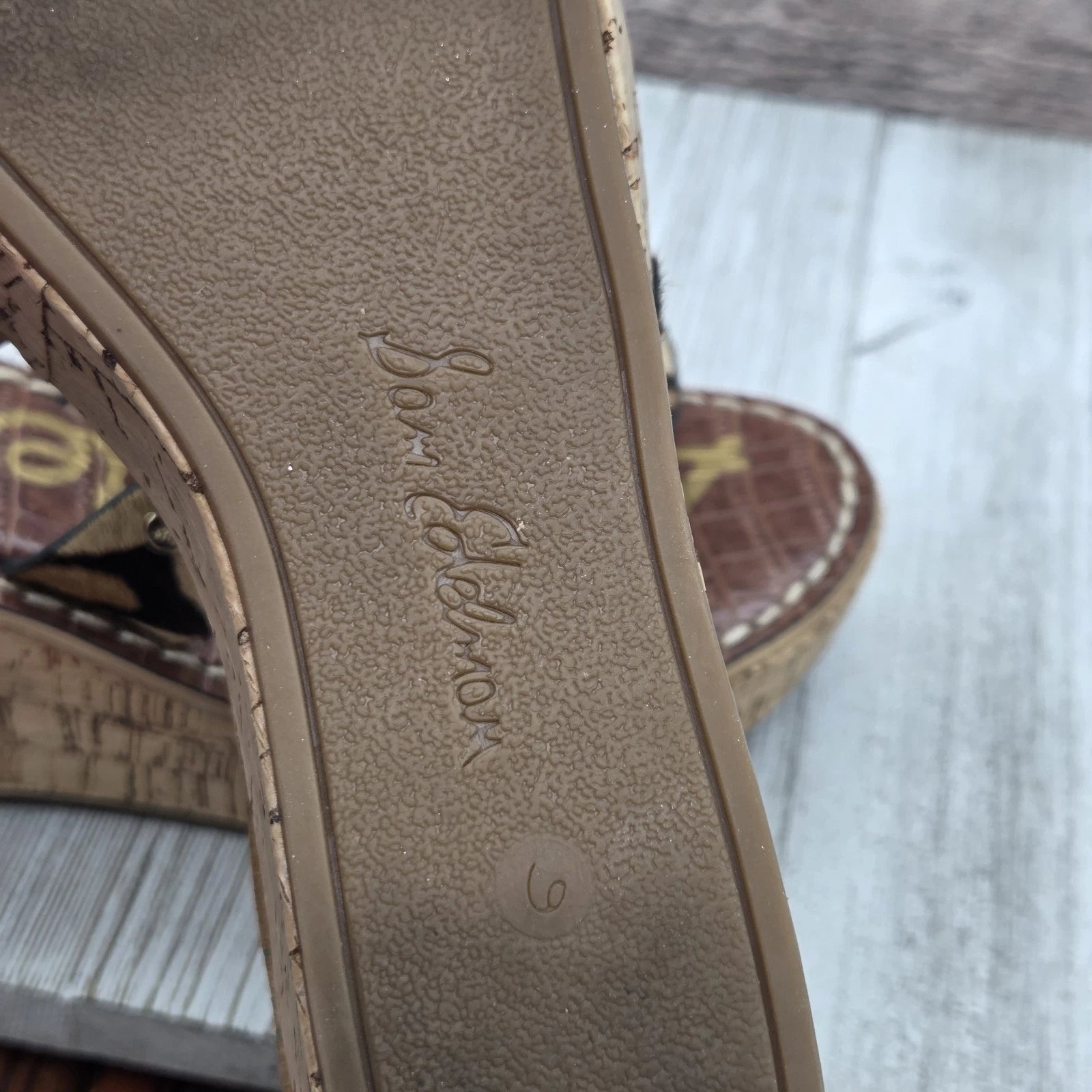 Sam Edelman Sandals Raynere Women's Sz 6 Leopard Cork Wedge Platform Shoe