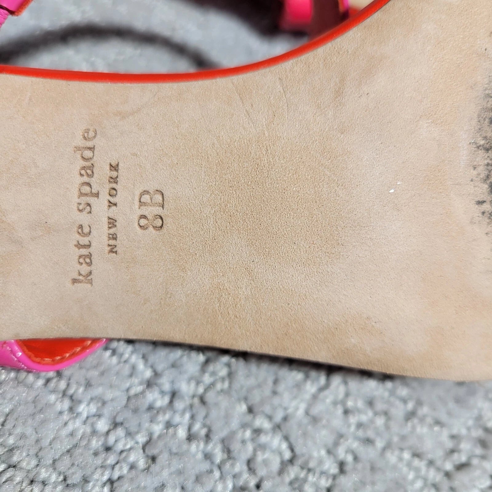 Kate Spade Palm Springs Women's Size 8B Pink Coral Patent Leather Slide Sandals