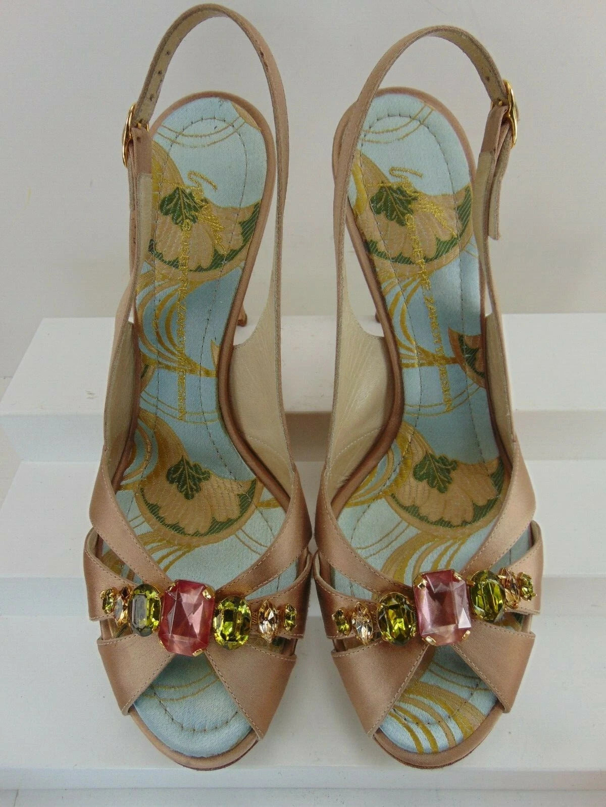 GIUSEPPE ZANOTTI JEWELED ANKLE STRAP SATIN HIGH HEEL SANDALS EURO 40 M $995.00!