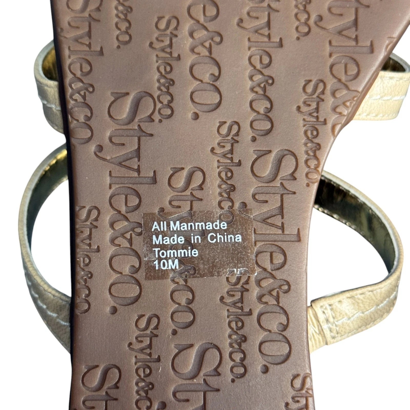 Style & Co Bejeweled Slip On Wedge Sandals, Toffee Women’s SZ 10 M