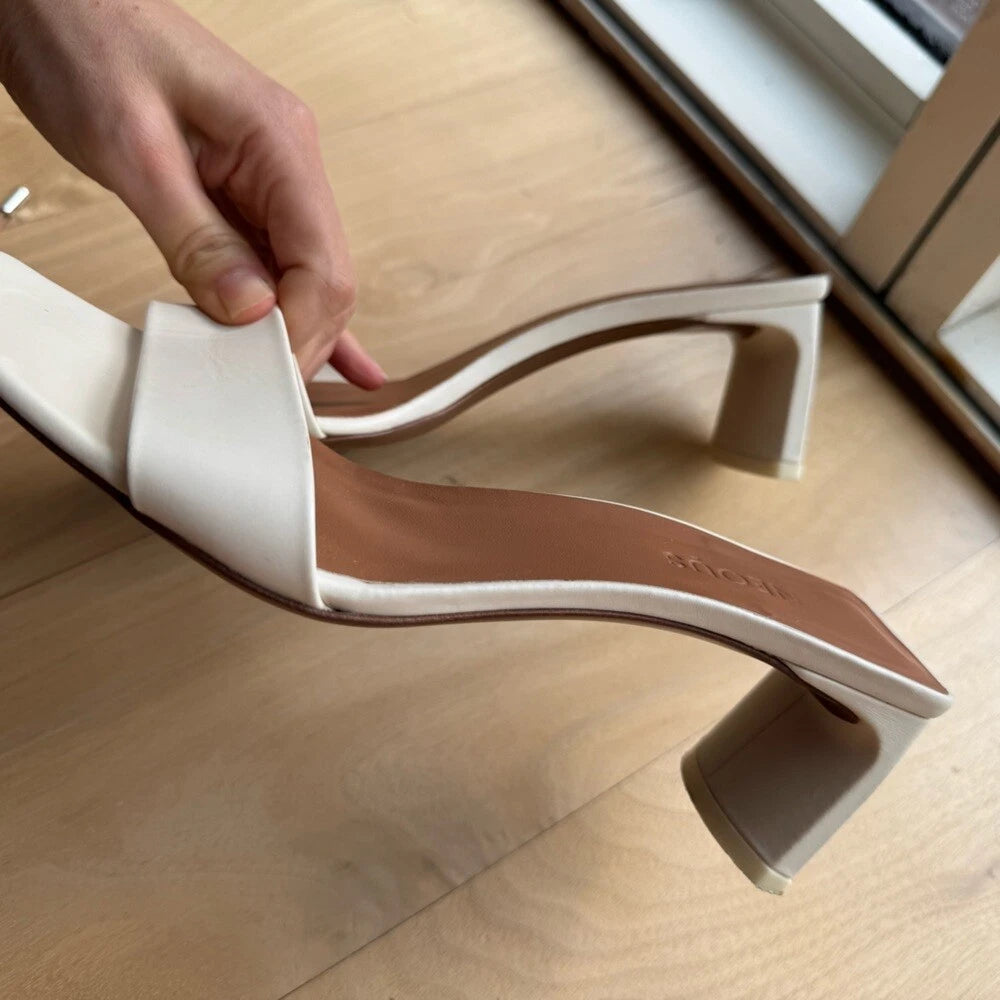 Neous Cream White Strap 90s Style Sandals Slides with Heels size 37