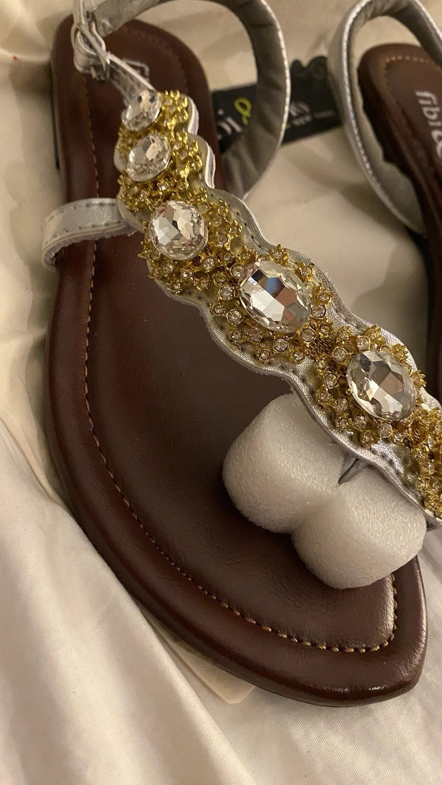 Fibi & Clo Women’s Size 7 SUN CASCADE Sandals Brown & Gold New In Box W/Dust Bag