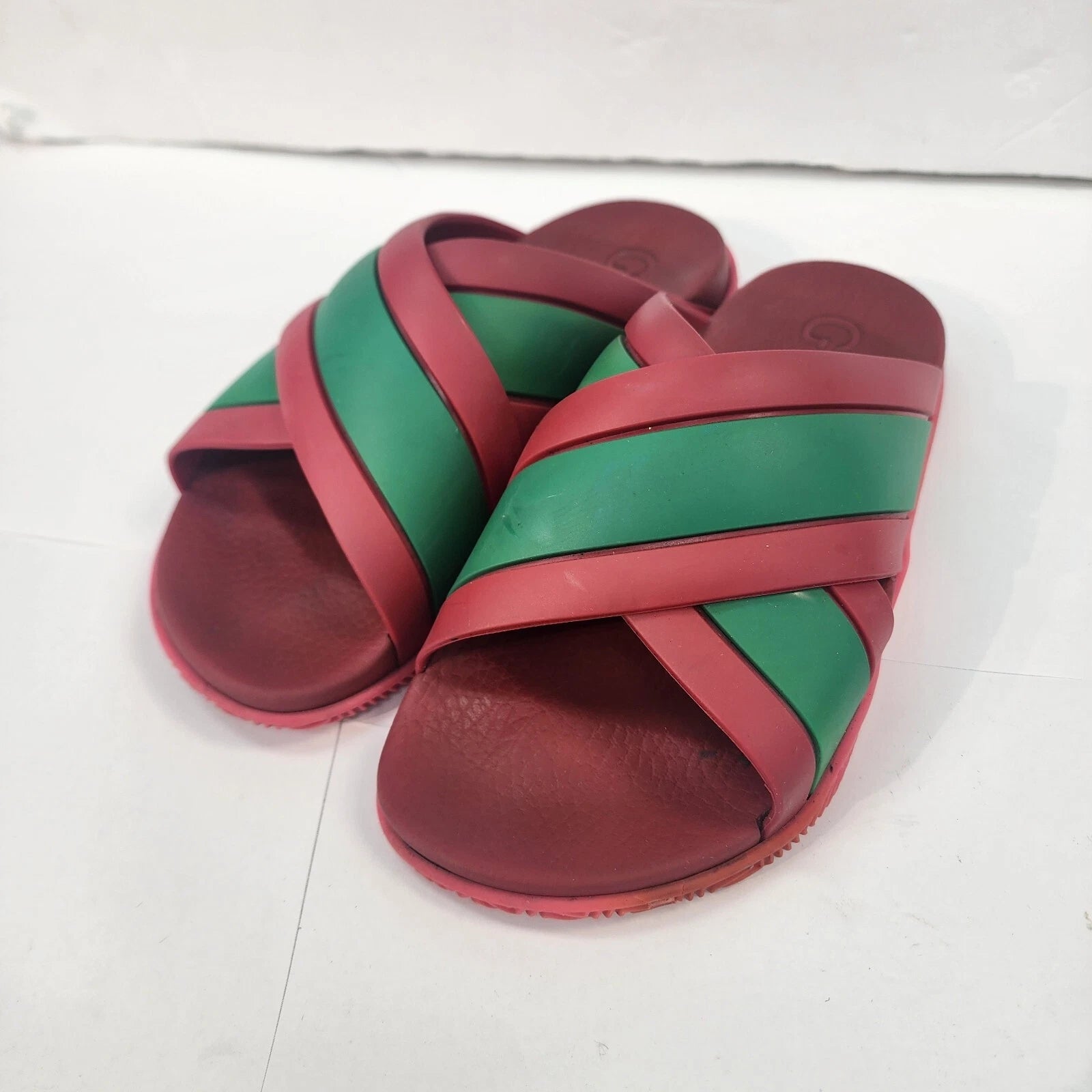Gucci Womens Rubber Web Striped Sandals Slides size 36 #Q#