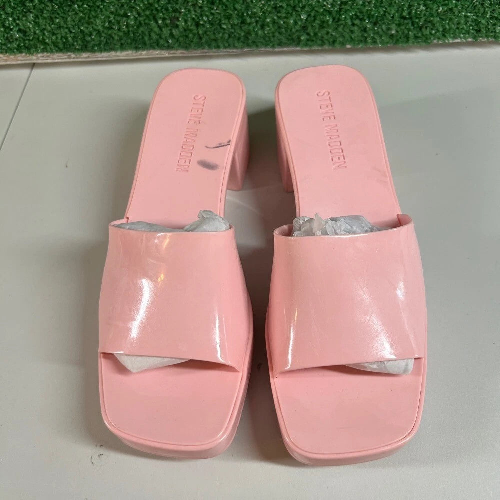 Steve Madden Harlin Platform Slide Sandals Block Heel Pink Y2K Style Womens 7 M