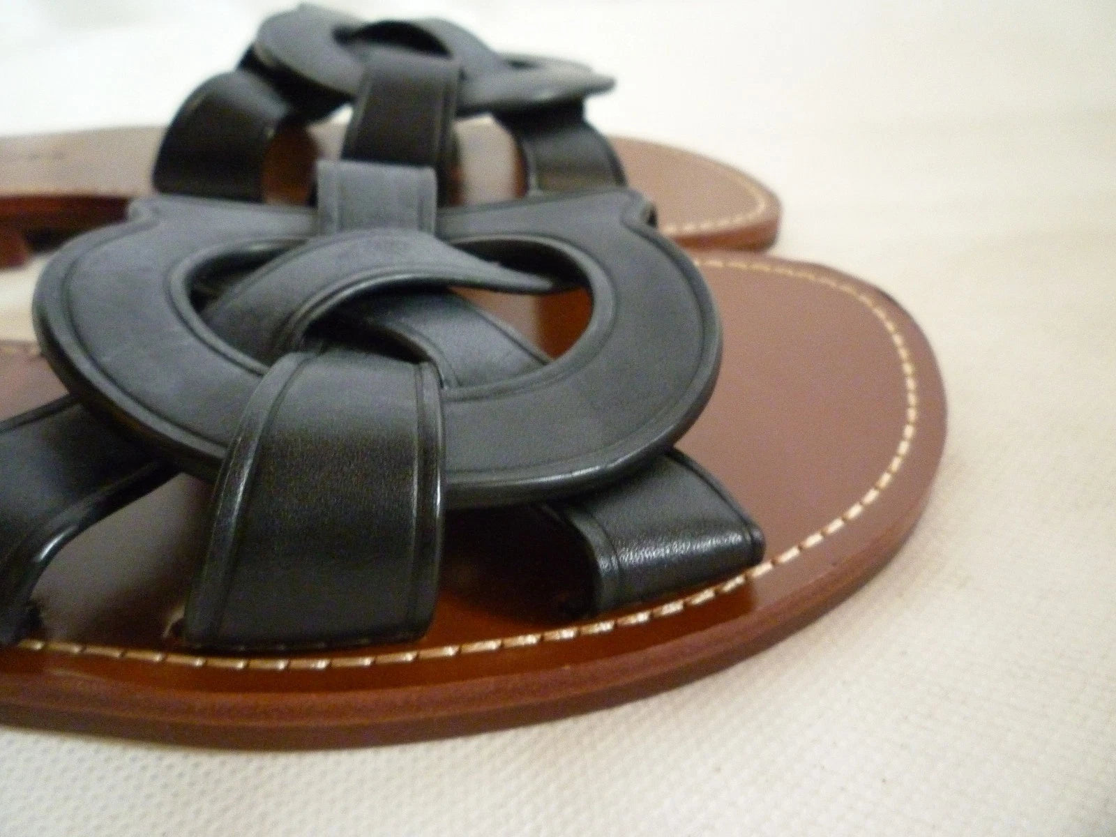 Coach Issa Black Leather Slides Sandal Shoes Women's UK 6 RRP £195 New US 8