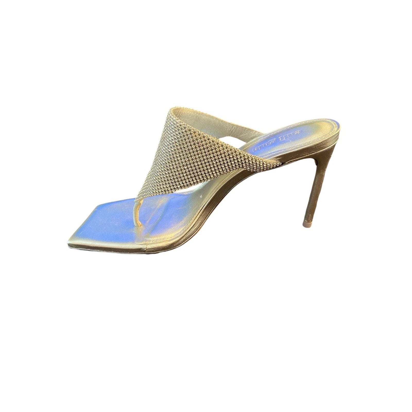 Cult Gaia Audrey Crystal Embellished Sandals Stiletto Heel Square Toe Clear Sz 6