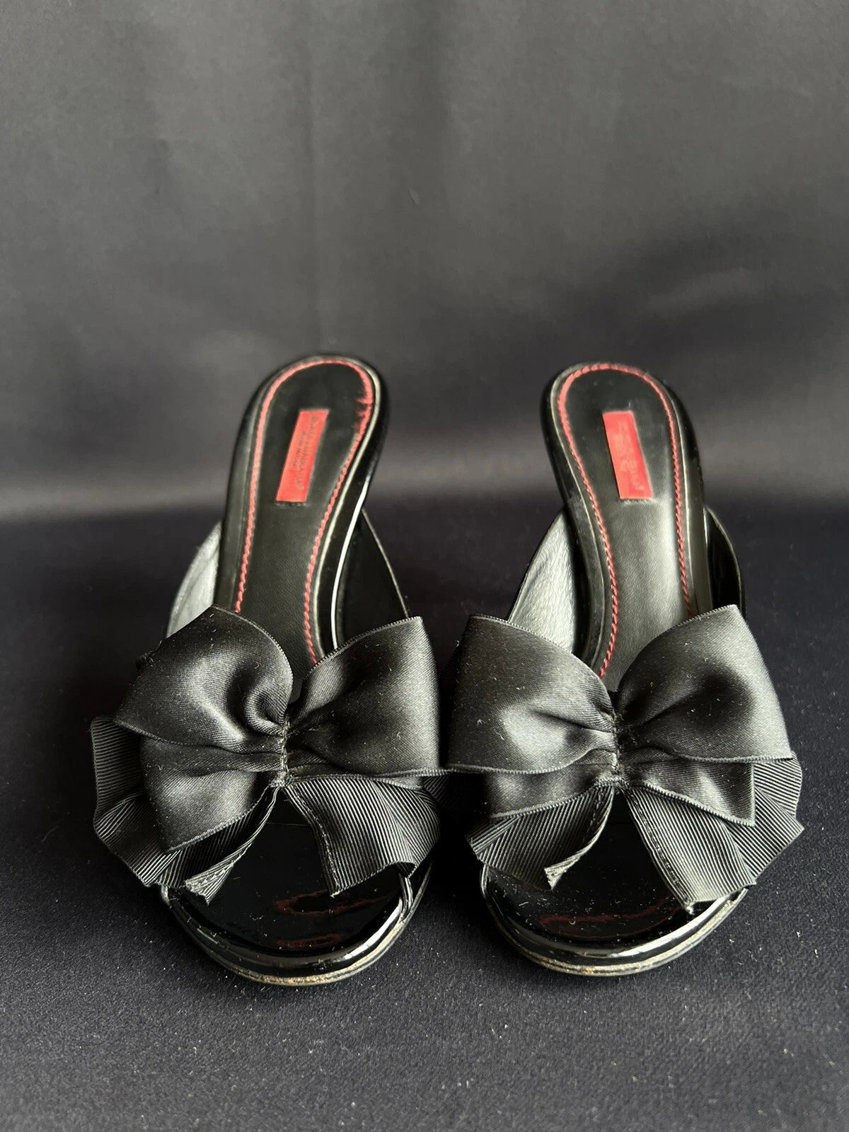 Dolce & Gabbana Women's Heeled Slides Sandals Black Patent Leather Size 38,5