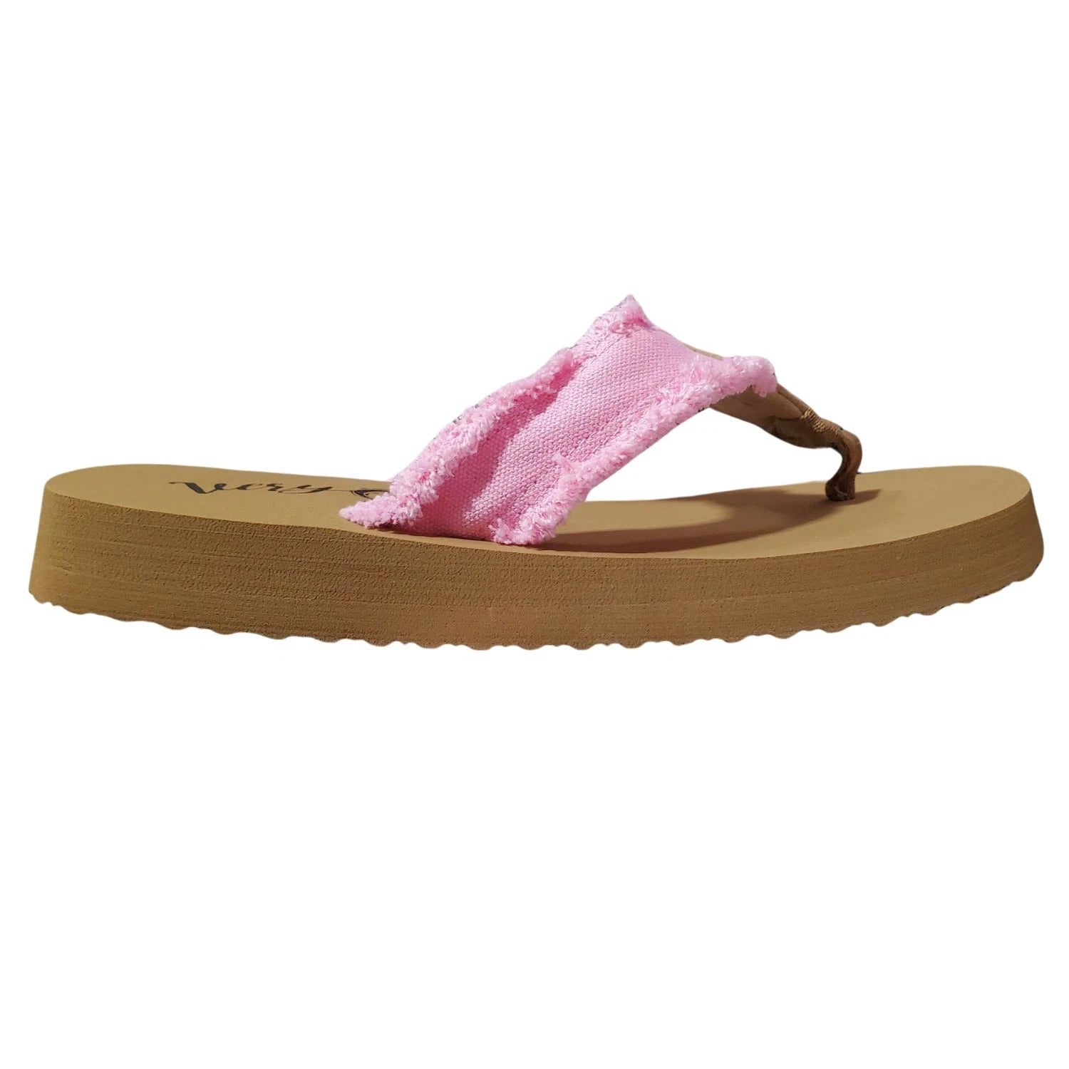 Very G Womens GJazz 3 Frayed Top Fashion Flip Flop Sandal, Pink