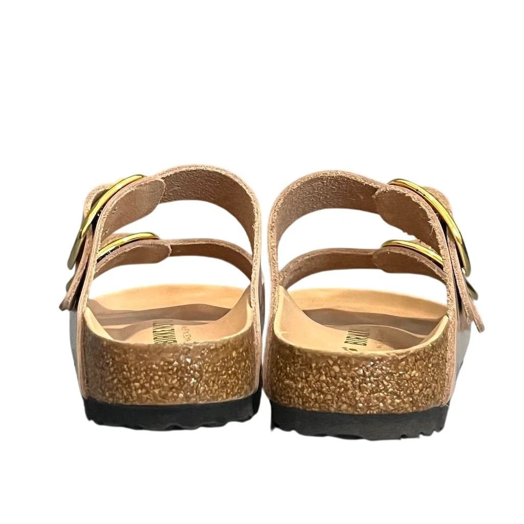 Birkenstock Arizona Big Buckle Patent Leather Narrow Sandals High Shine Beige 5