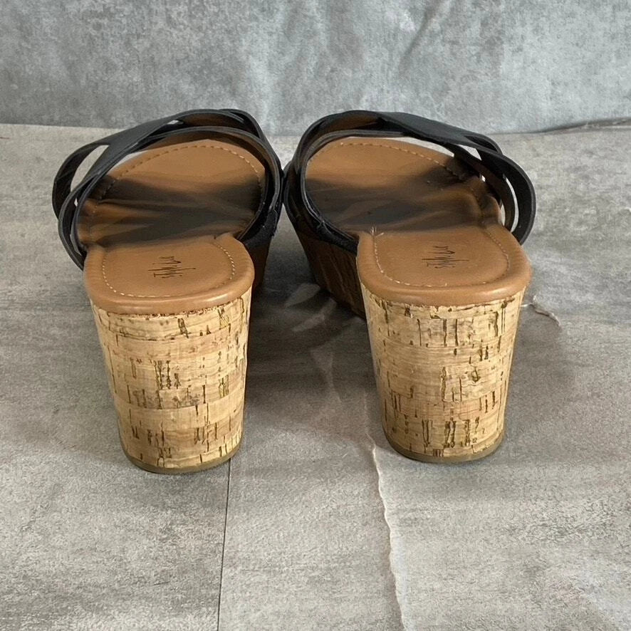 STYLE & CO Women's Black Smooth Violettee Slide Wedge Platform Sandals SZ 6