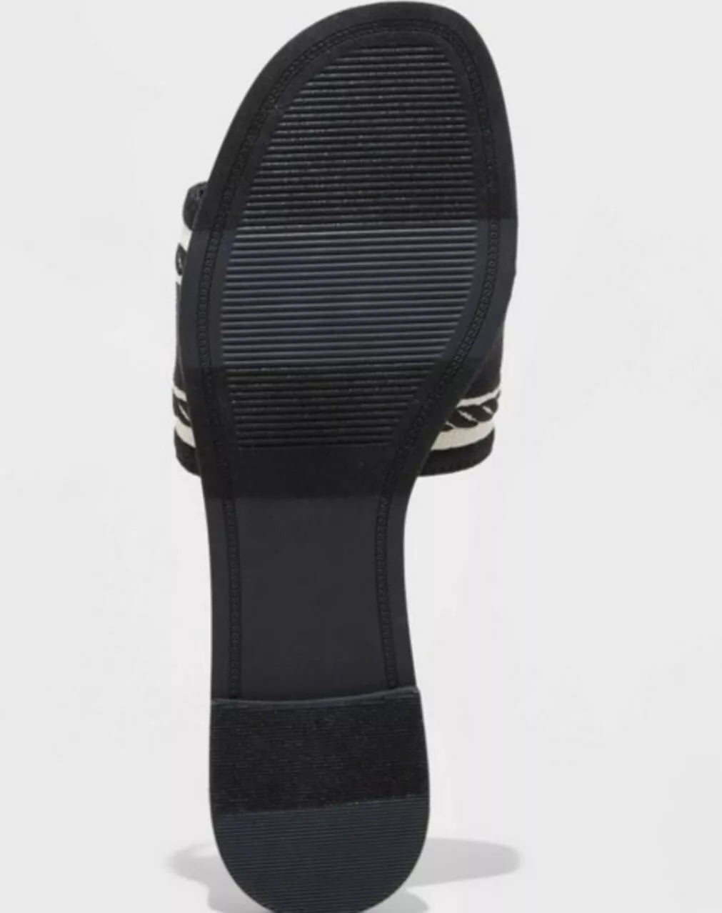 A New Day Women's Black w/ Ivory Embroidered "Capri" Slide Sandals Sz: 10 NWT