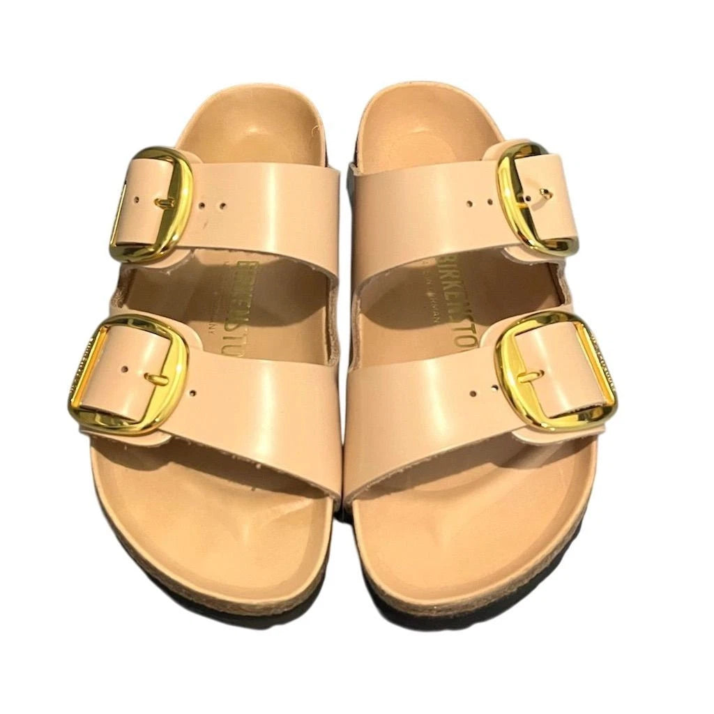 Birkenstock Arizona Big Buckle Patent Leather Narrow Sandals High Shine Beige 5