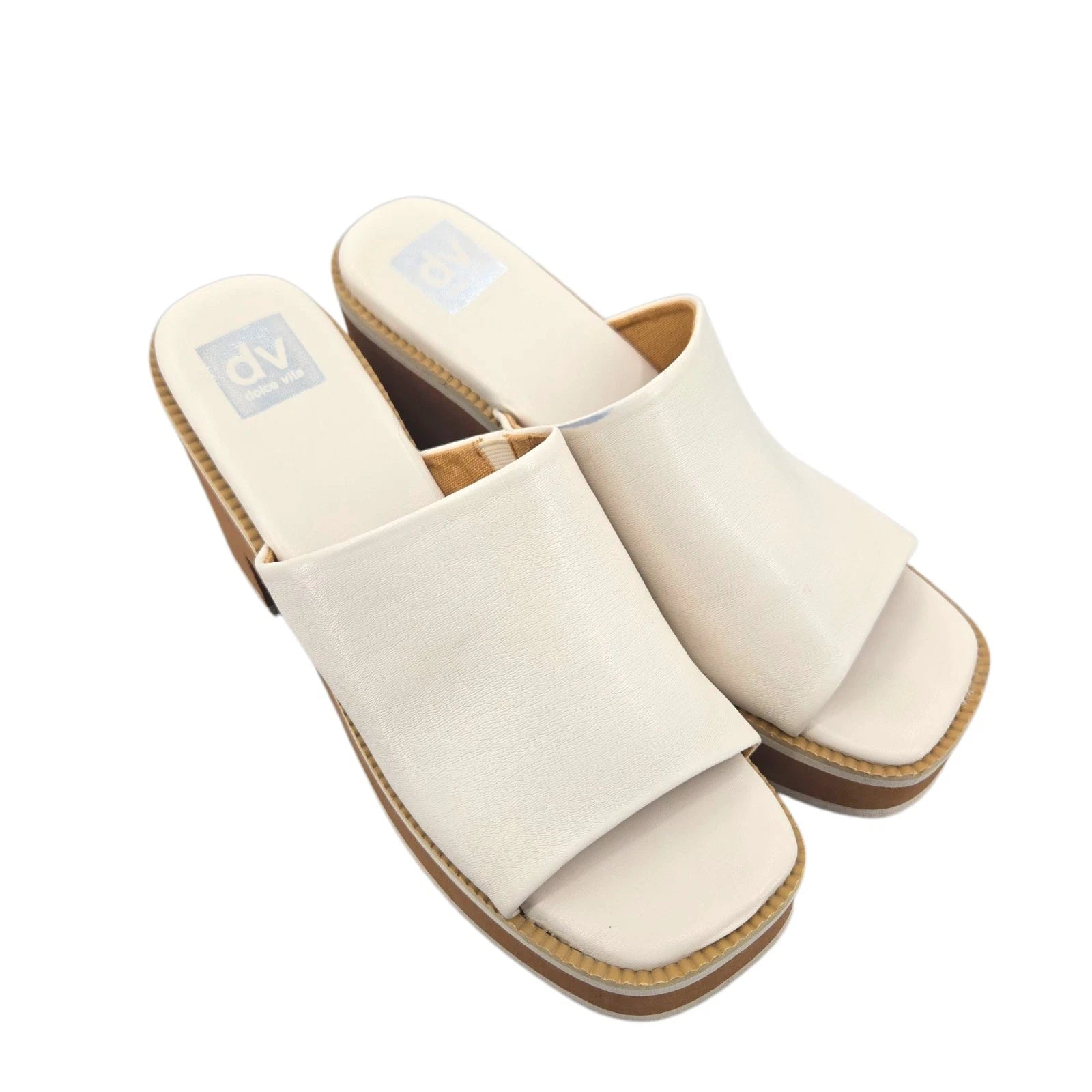 Dolce Vita Women's Nikole Platform Heel Slide Sandals White Size 8.5