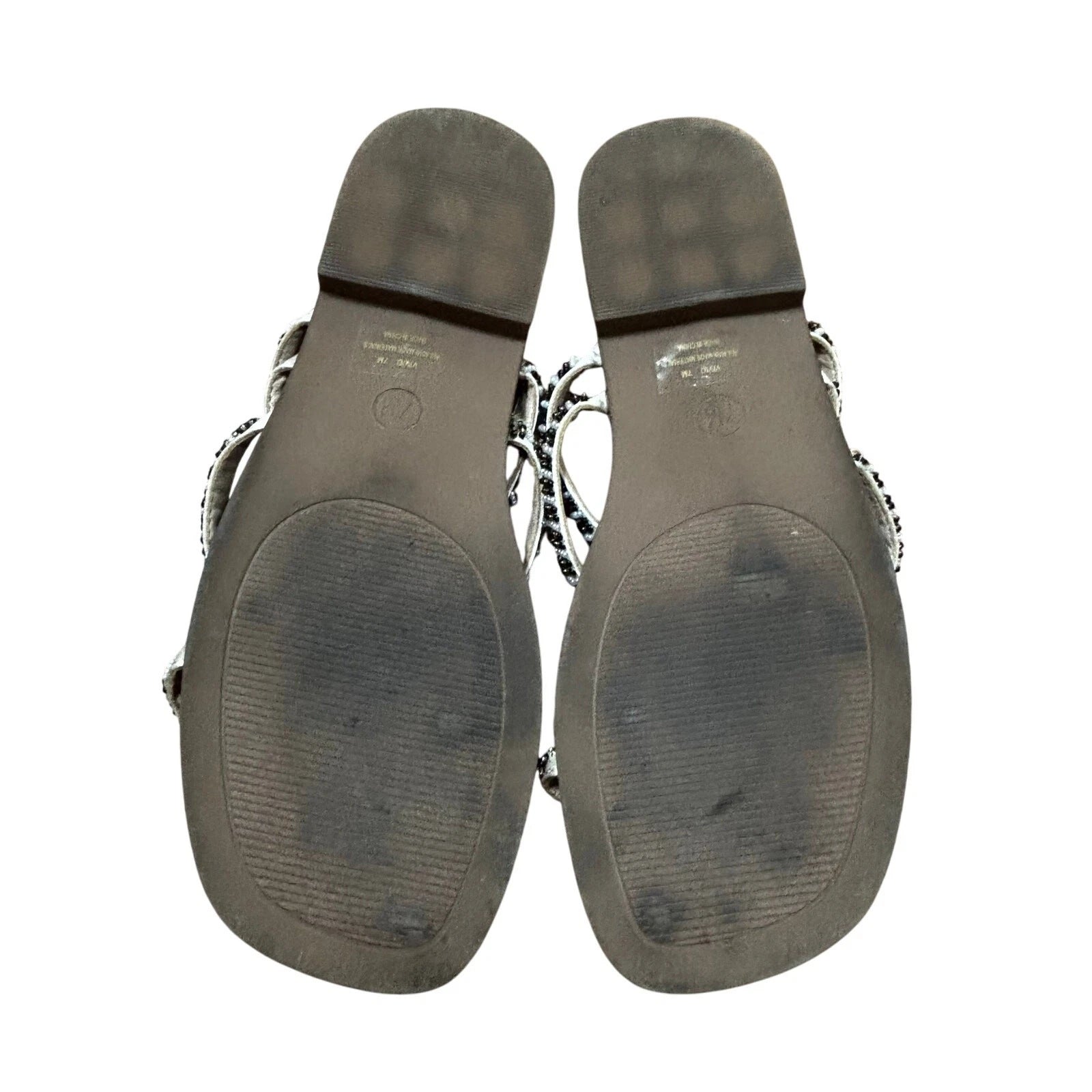 Haute Hippie slip on slides sandals beaded flats strappy resort casual US 7M