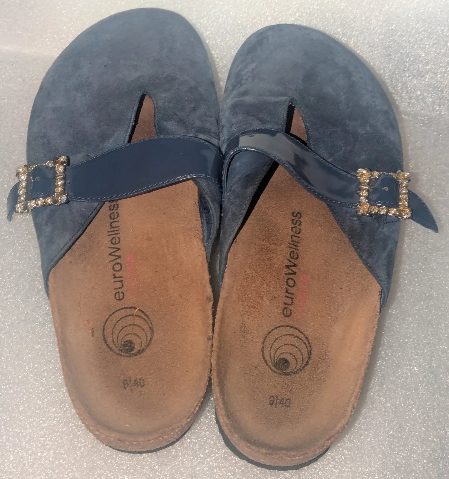 euroWellness Blue Suede  Slide Fashion Sandals Women's Shoes 9 US / 40 EU