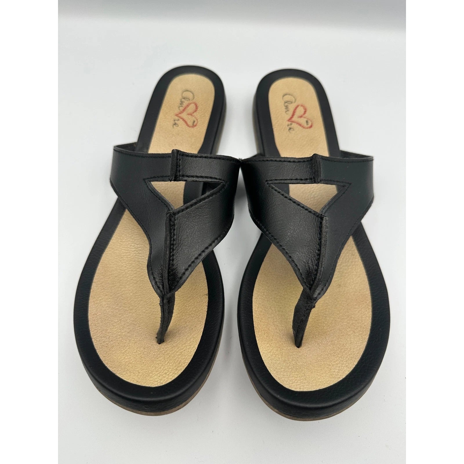 Mia Amore Mayte Keyhole Black Thong Sandals Women's Comfort Casual Slides