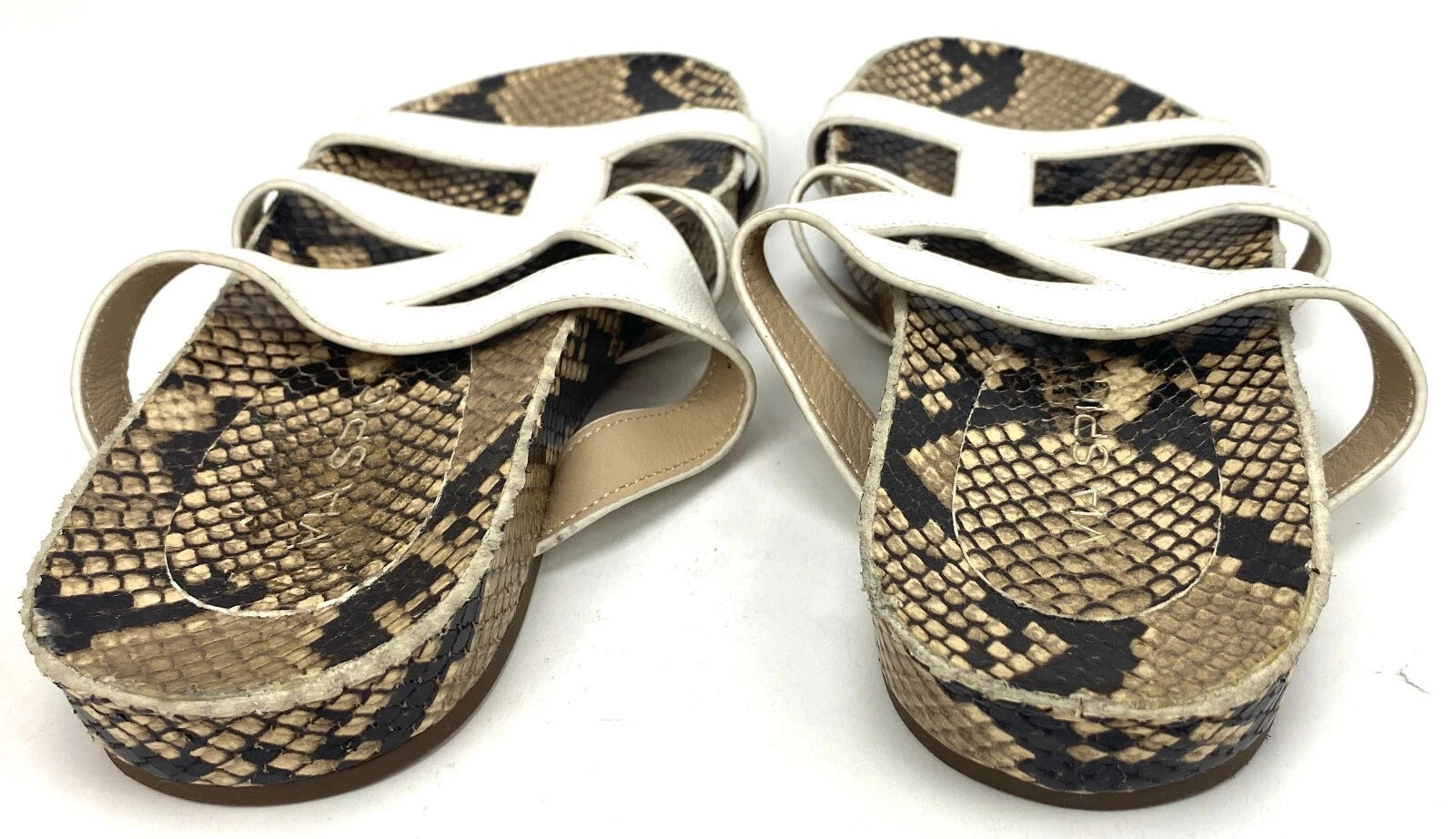 VIA SPIGA Soft Pebbled Bohemian Fashion Snake Skin Print Strappy Flat Sandal 7