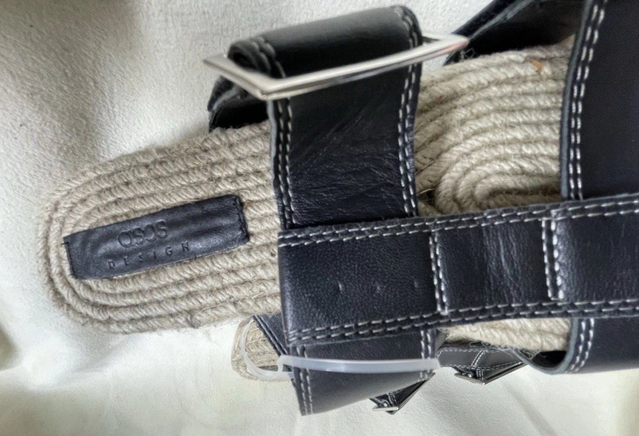 ASOS DESIGN Espadrille Slides in Black size US 8 Sandals Woman