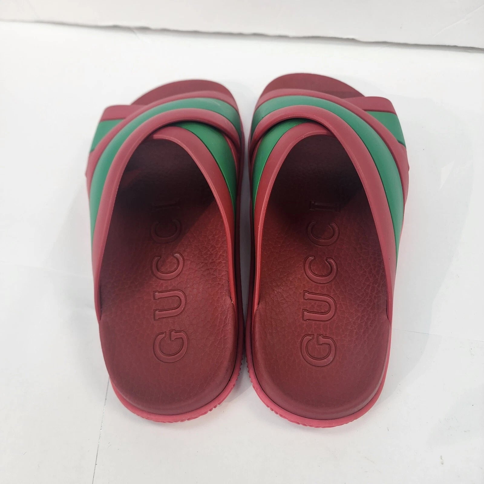 Gucci Womens Rubber Web Striped Sandals Slides size 36 #Q#