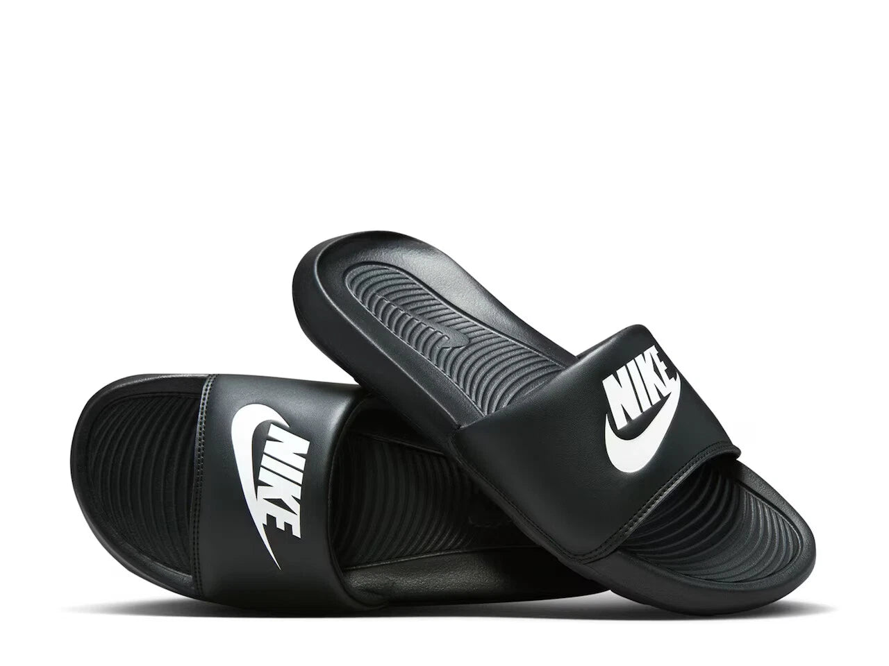 NIKE Victory One Slides Women's Black & White Swoosh Sandals SZ 10 New