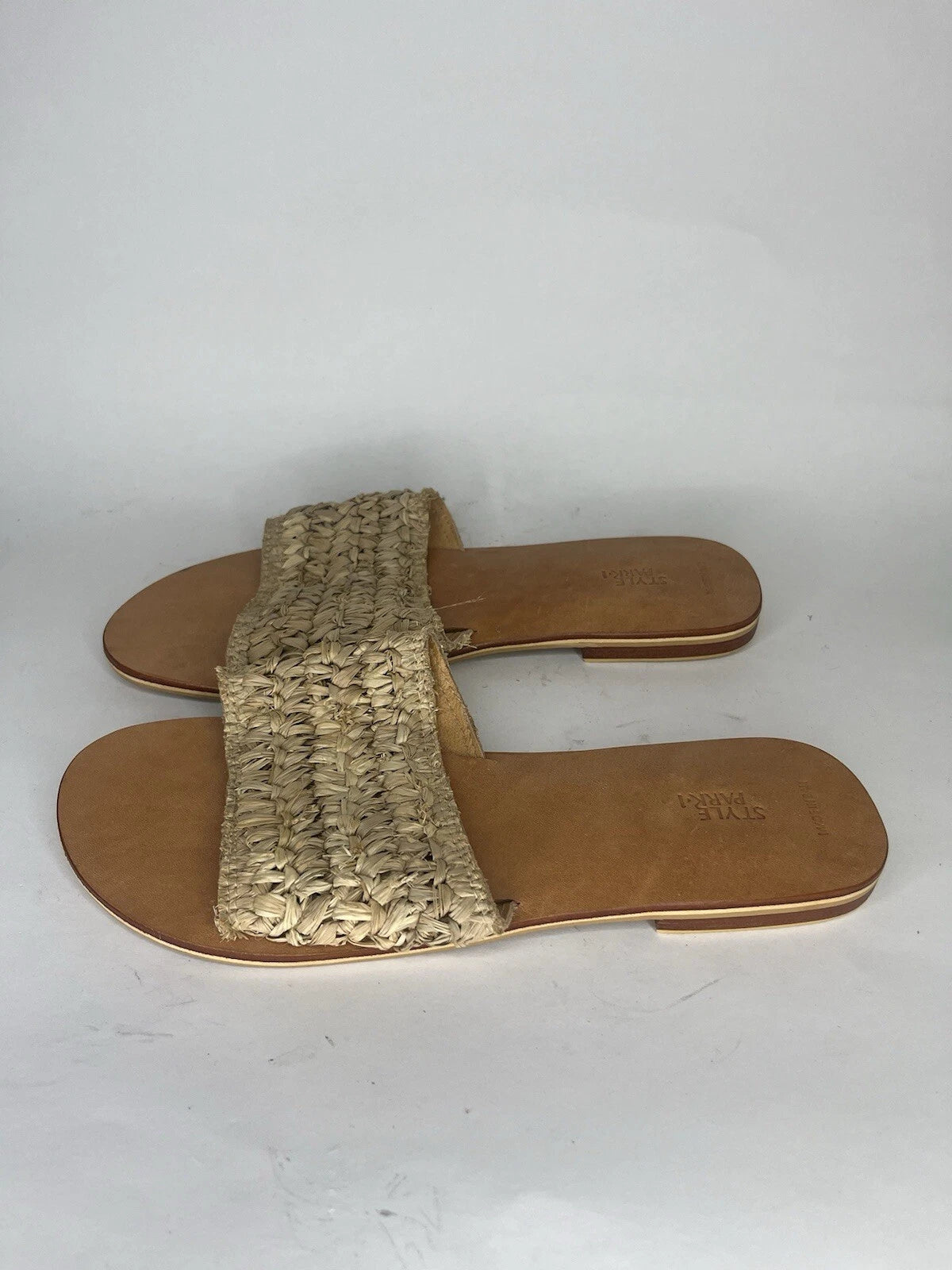 Style Park 1 Tan Brown Synthetic Non Slip Slides Sandals Women Sz 42 EU/ 11M US