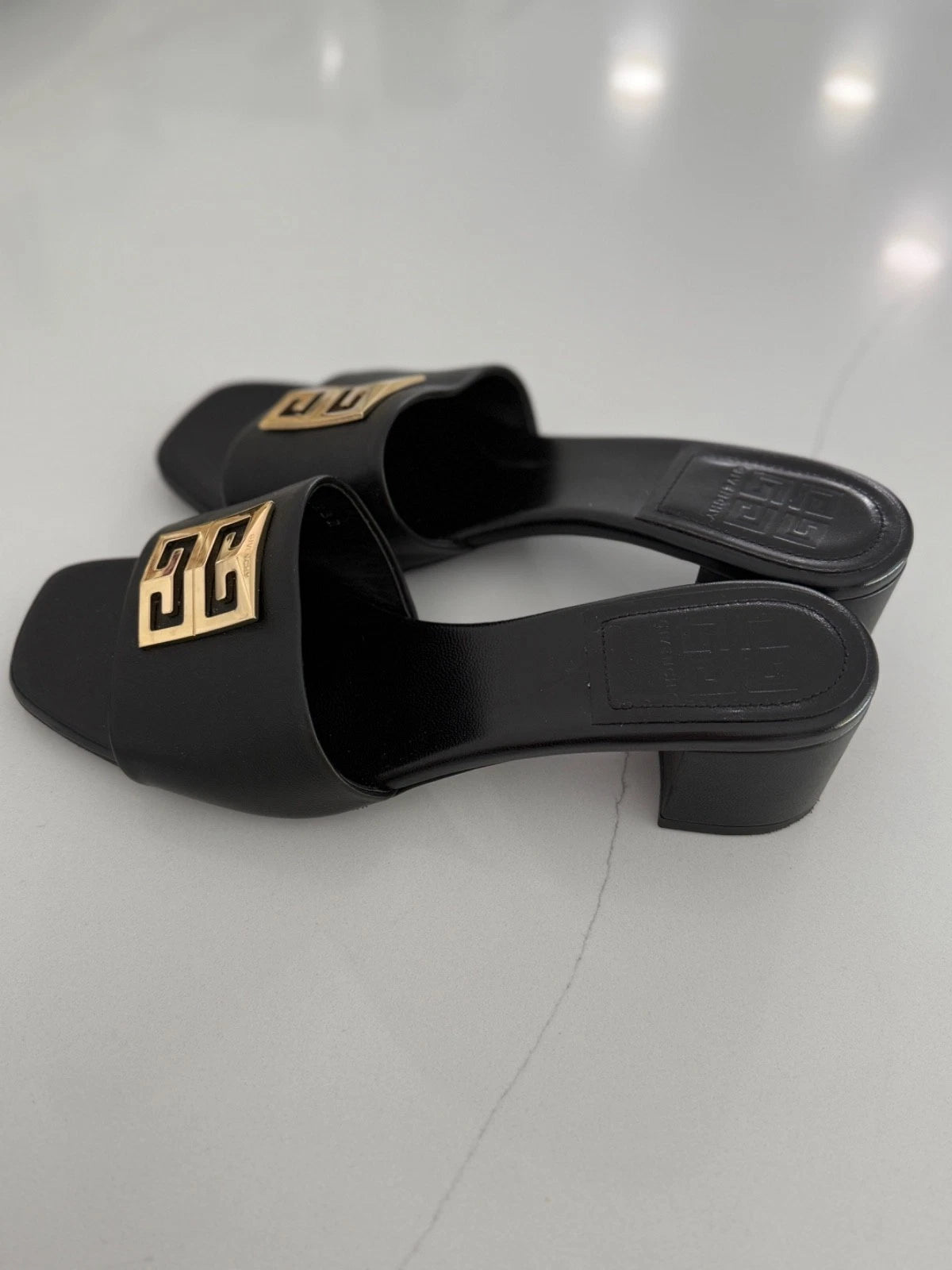 Givenchy Black 4G Block Heel Slide Sandals 9.5