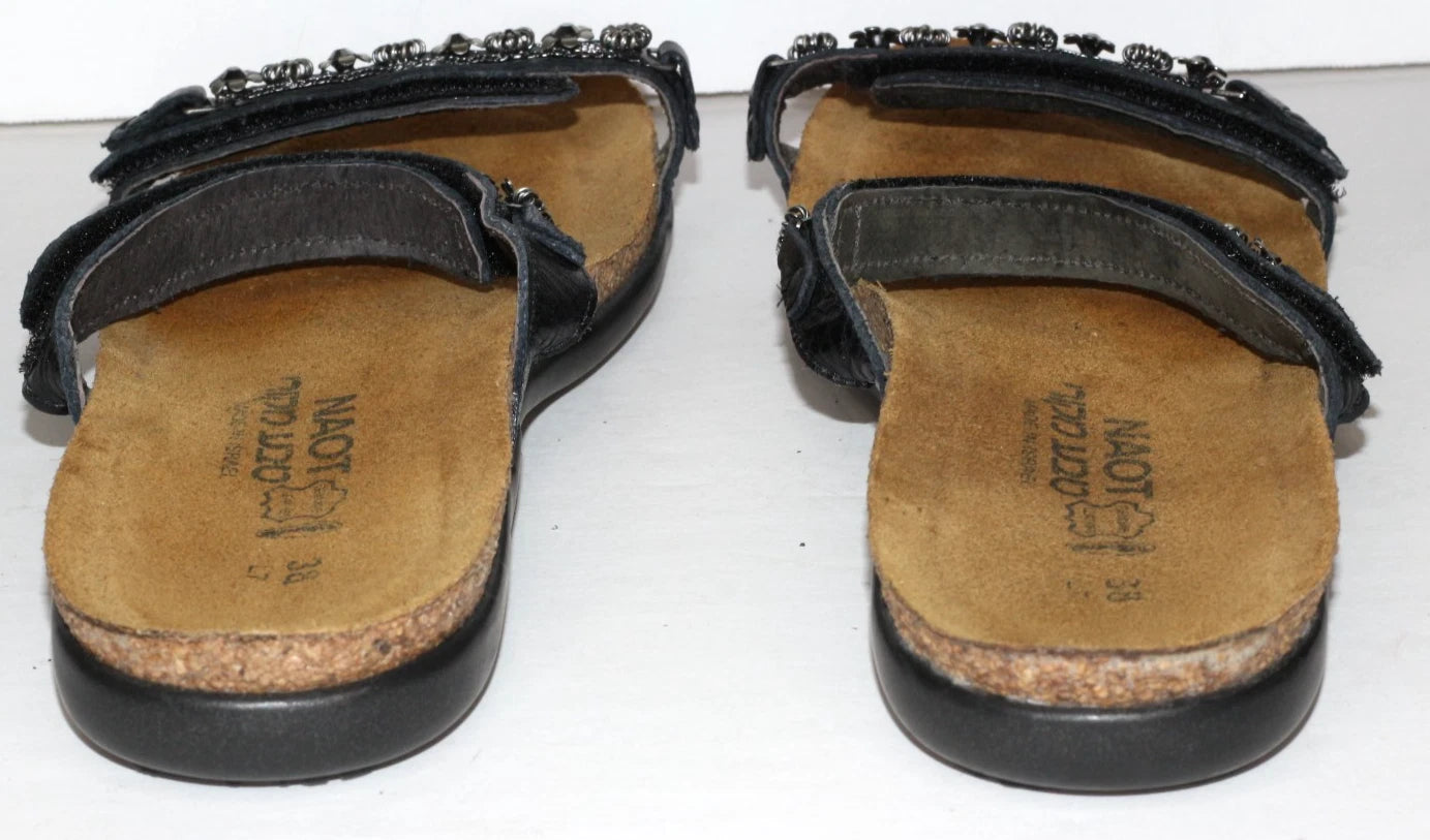 Naot Mona Womens Size 7-7.5 EUR 38 Metal Beaded Flowers Leather Sandals Rare
