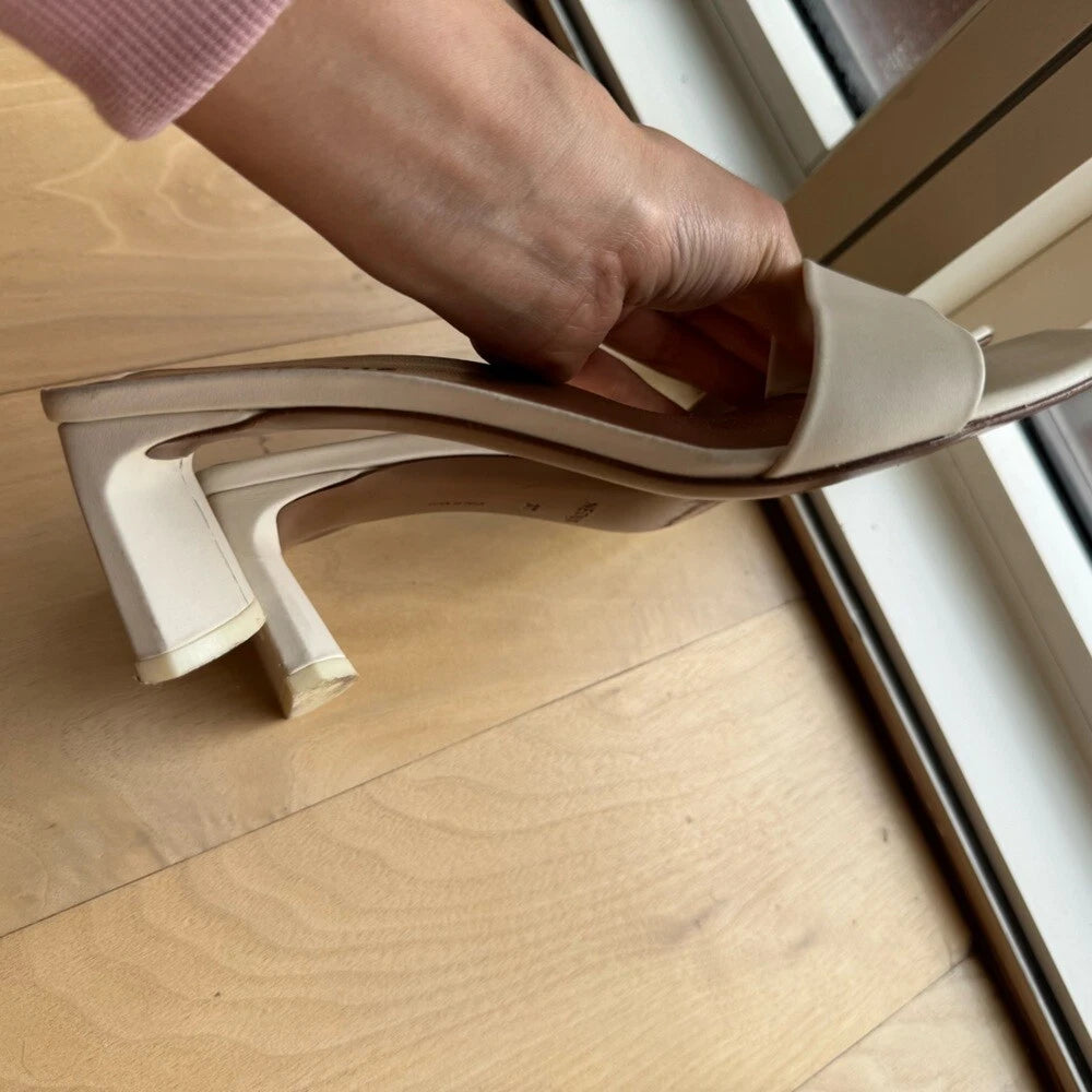 Neous Cream White Strap 90s Style Sandals Slides with Heels size 37