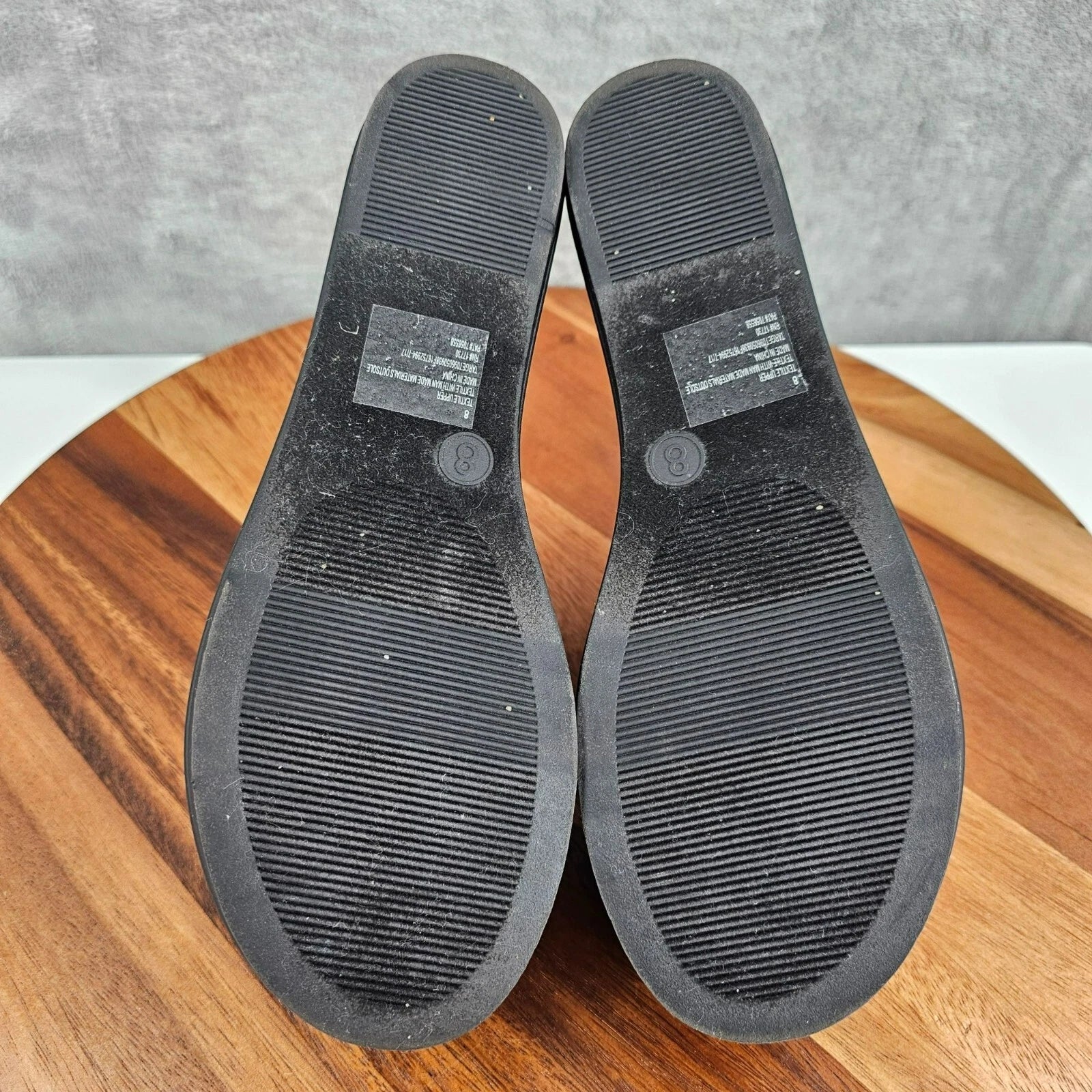 Mossimo Platform Slides 8 Black Fabric Stretch Flatform 90s Retro Stylish Trendy