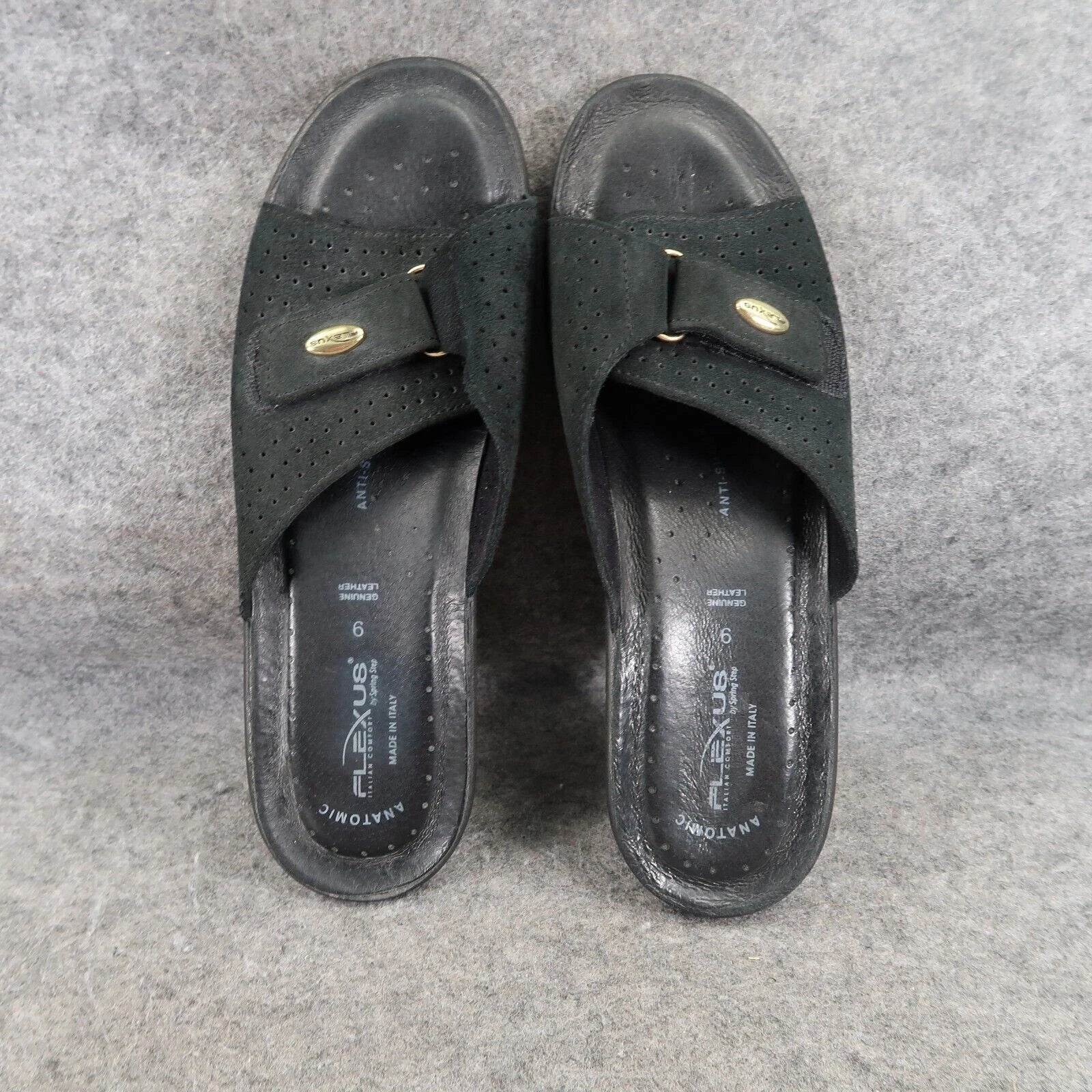 Spring Step Shoe Women 9 Sandal Flexus Wedge Slide Leather Comfort Fashion Black