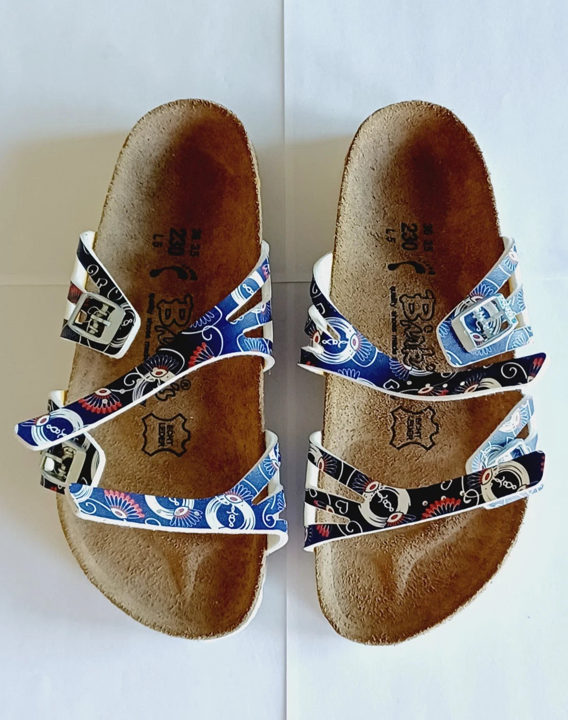 Birkenstock Birkis Sandals Women's 5 36 Blue Multicolored Paisley Sandals Shoes