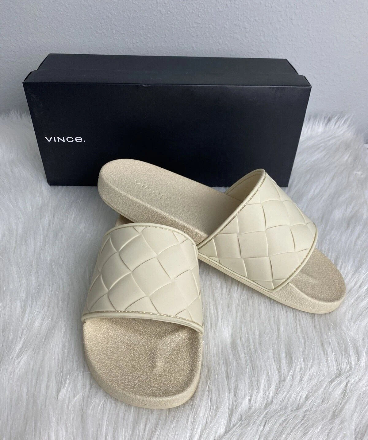 Vince Women's Sz 13 Watley Ivory Slip On Slide Sandals Shoes New