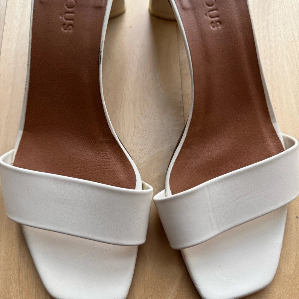 Neous Cream White Strap 90s Style Sandals Slides with Heels size 37