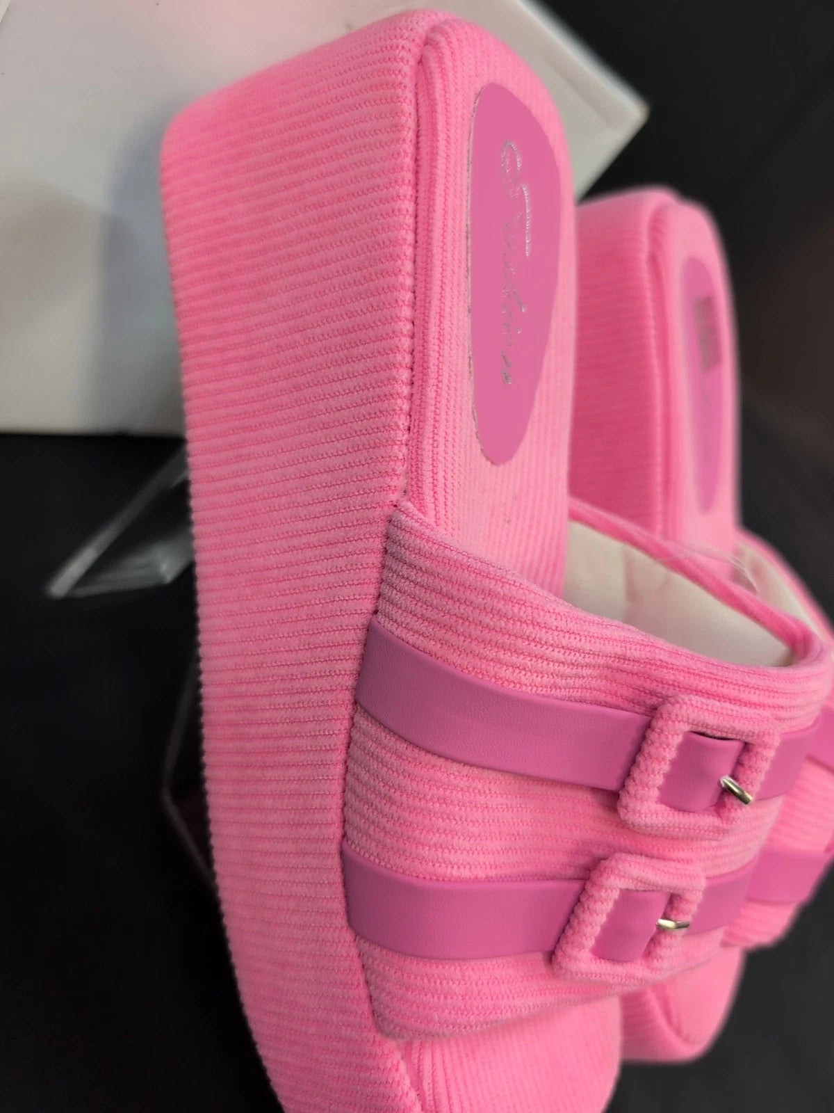 Fashion Double Buckle Slide Sandal Womem's US 7 Pink (60900)