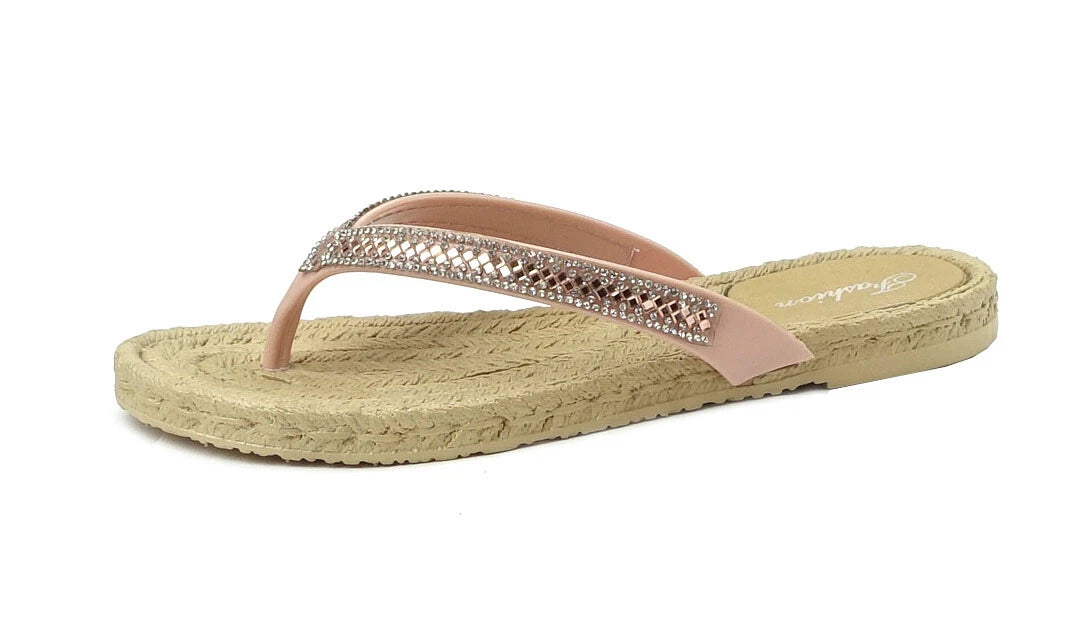 NEW Women's Fashion Glitter Thong Flip Flop Rhinestone Sandals Soft Rubber Sole
