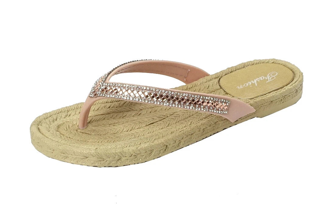 NEW Women's Fashion Glitter Thong Flip Flop Rhinestone Sandals Soft Rubber Sole